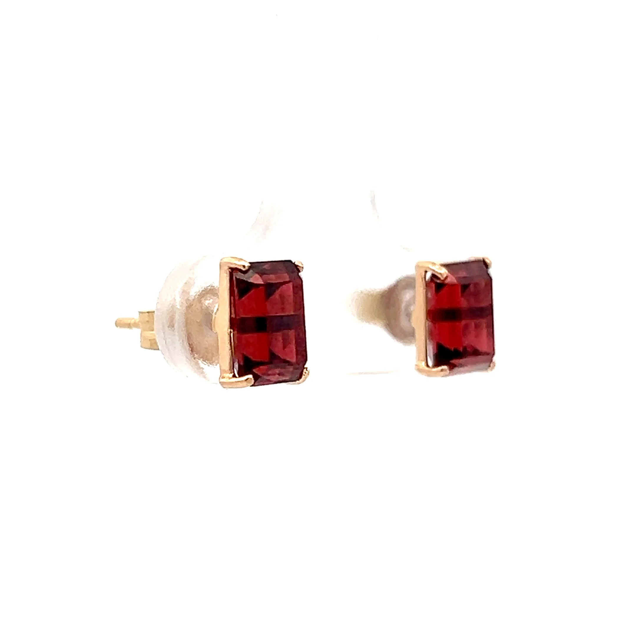 1.70 Emerald Cut Garnet Stud Earrings in 14k - Image 3