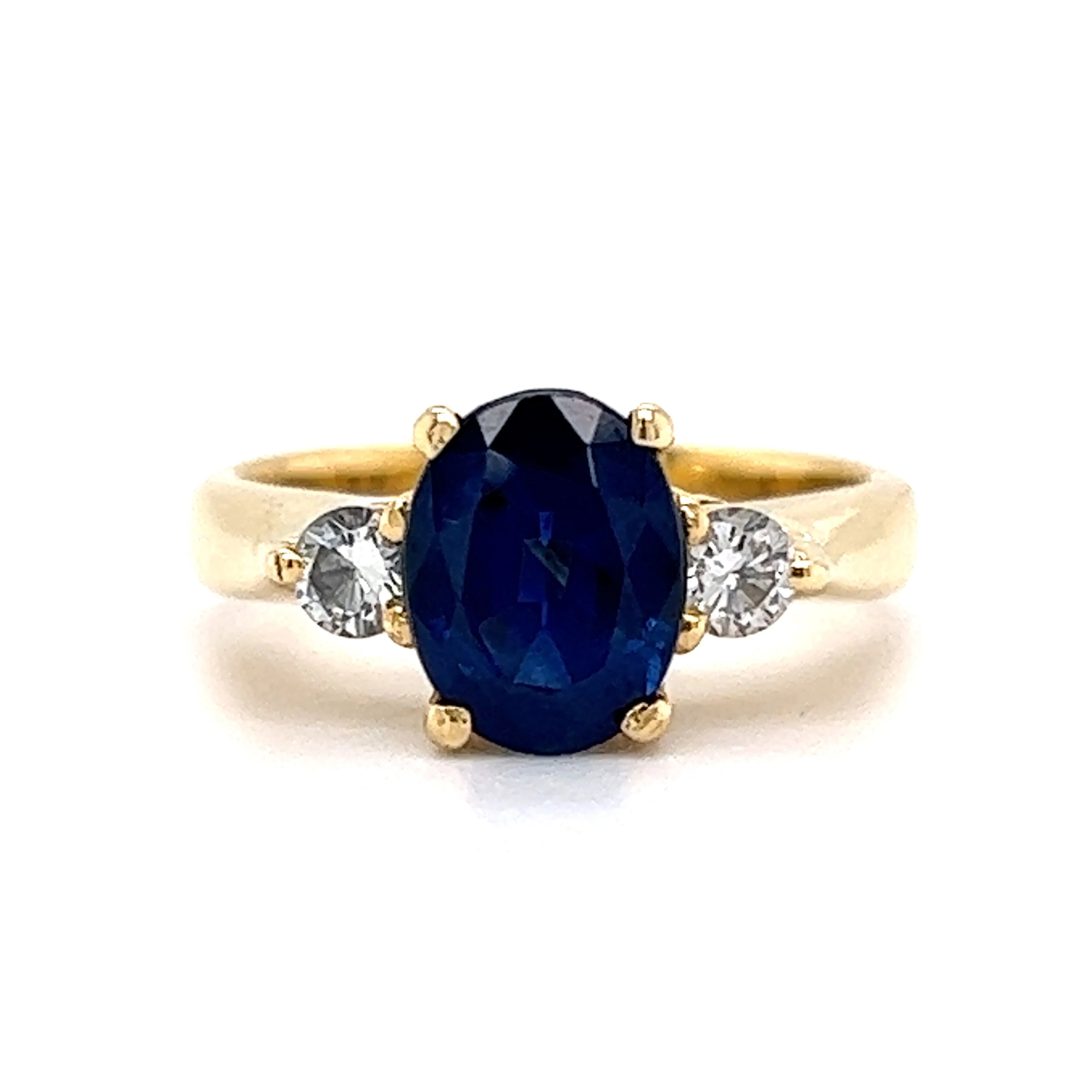 1.70 Oval Cut Sapphire Engagement Ring in 18k Yellow Gold