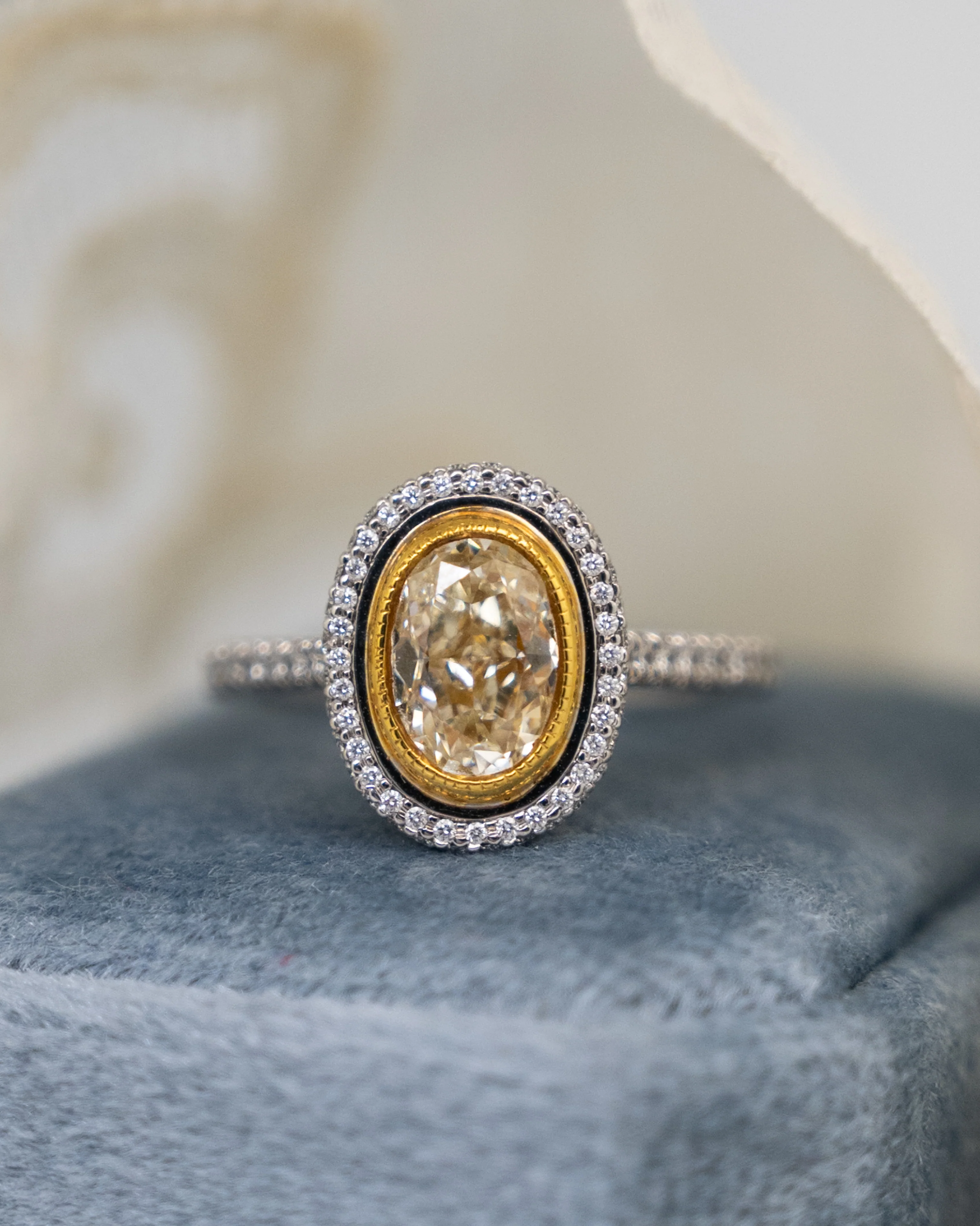 1.70 Oval Fancy Yellow Diamond Engagement Ring in 18k - Image 5