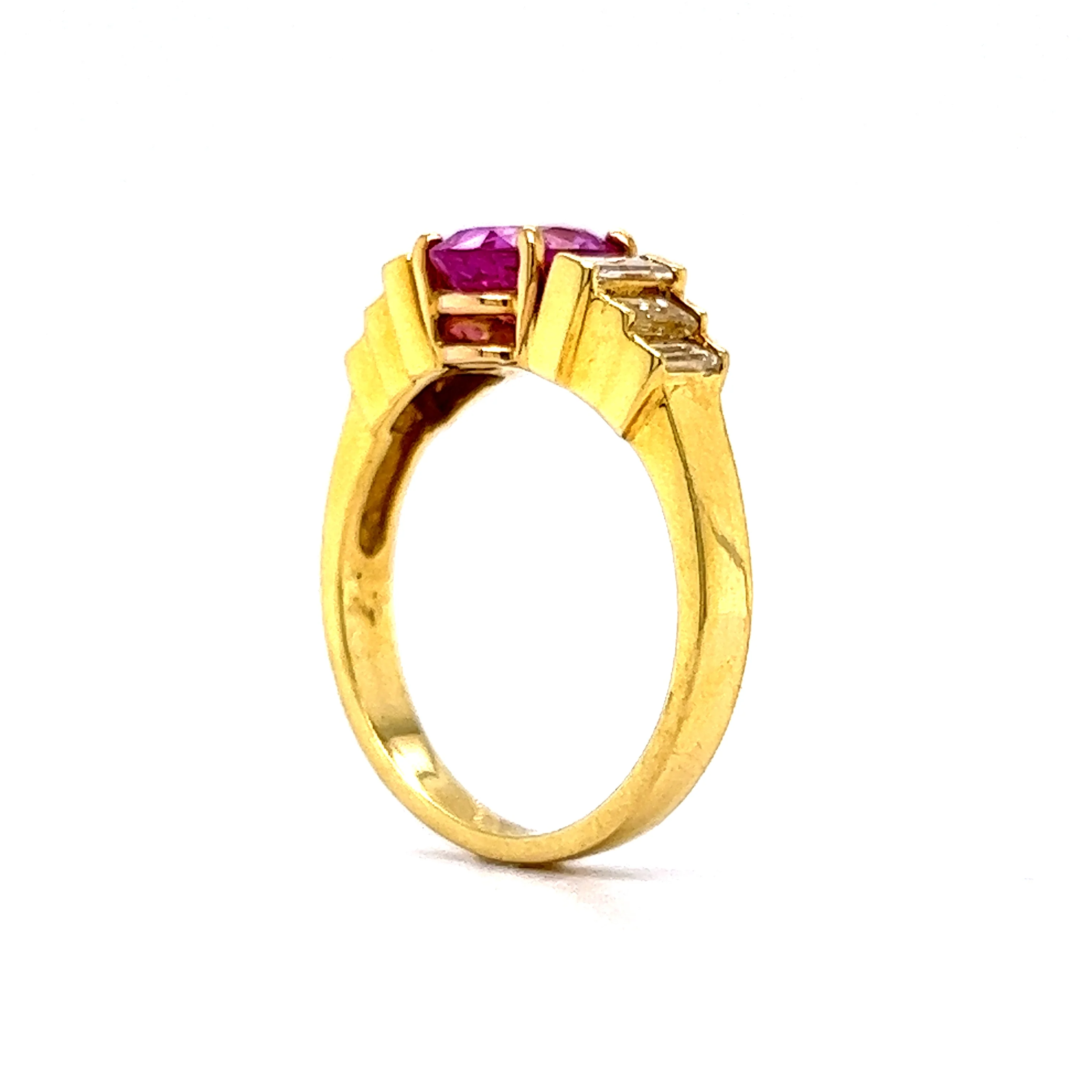 1.70 Oval Cut Pink Sapphire Engagement Ring in 18k Yellow Gold - Image 5
