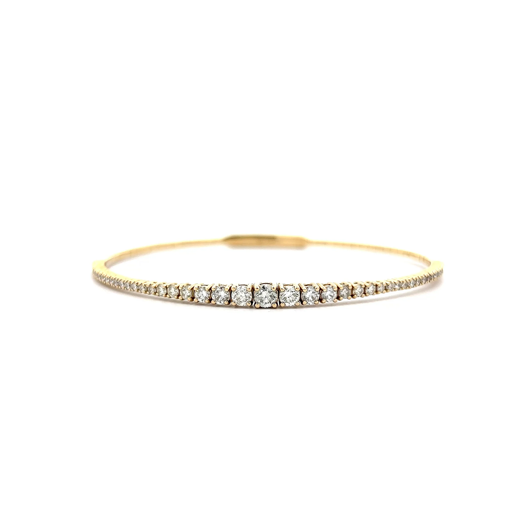 1.70 Tapered Diamond Bangle Bracelet in 14k
