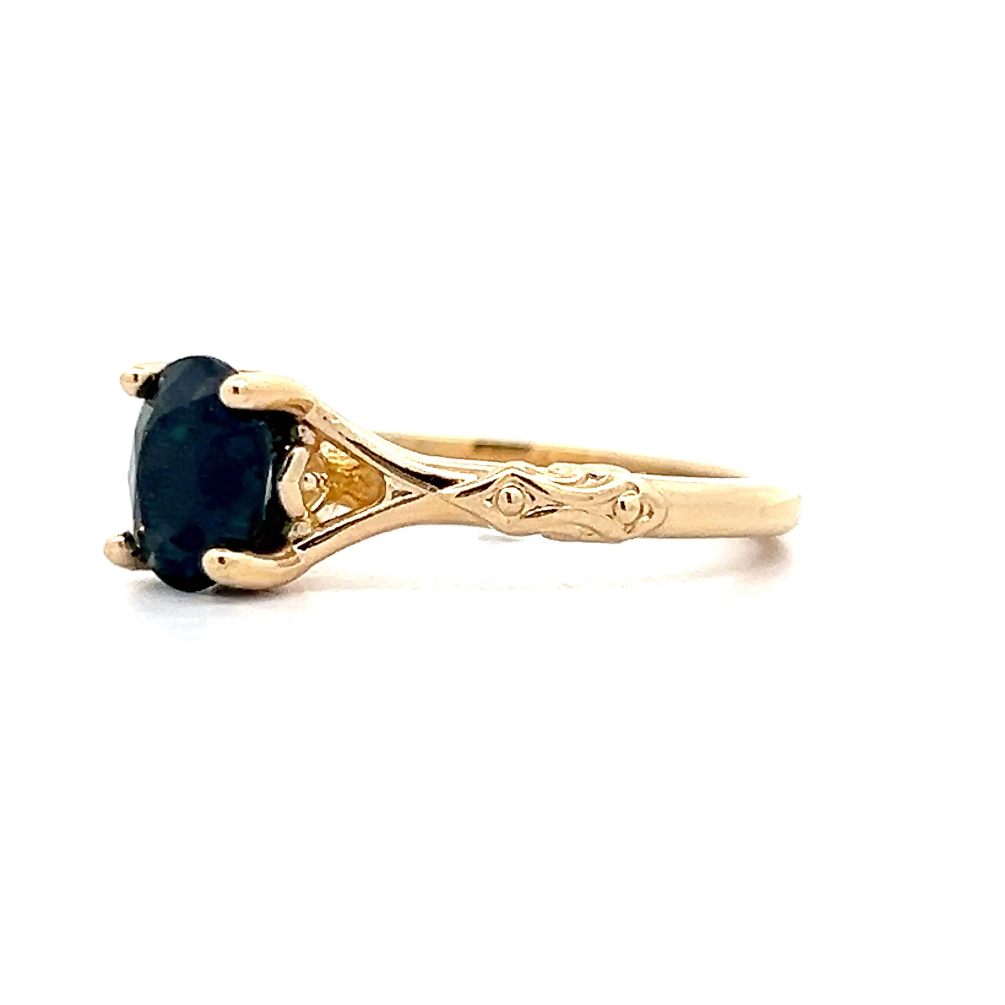 1.70 Teal Solitaire Engagement Ring in 14k Yellow Gold - Image 2