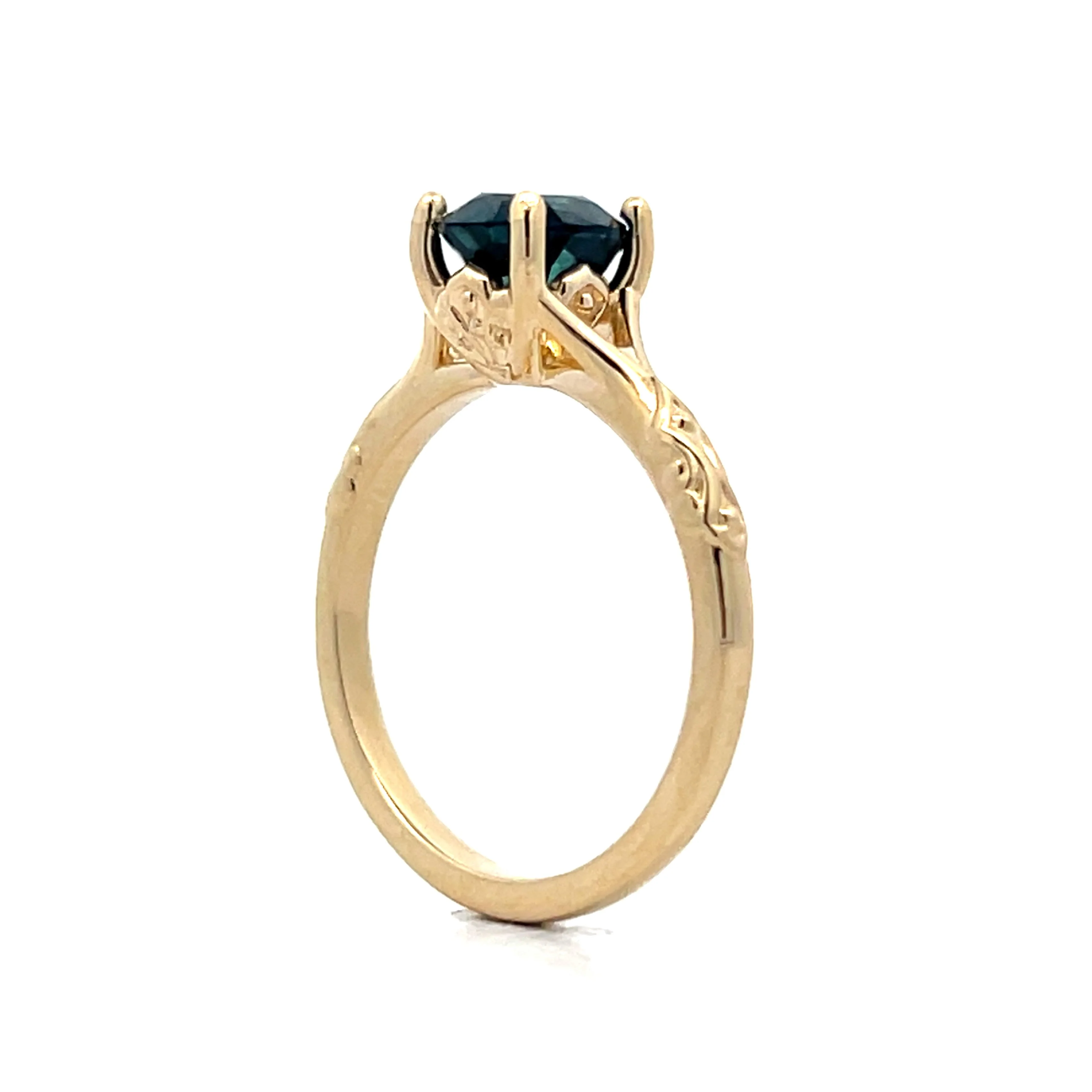 1.70 Teal Solitaire Engagement Ring in 14k Yellow Gold - Image 5