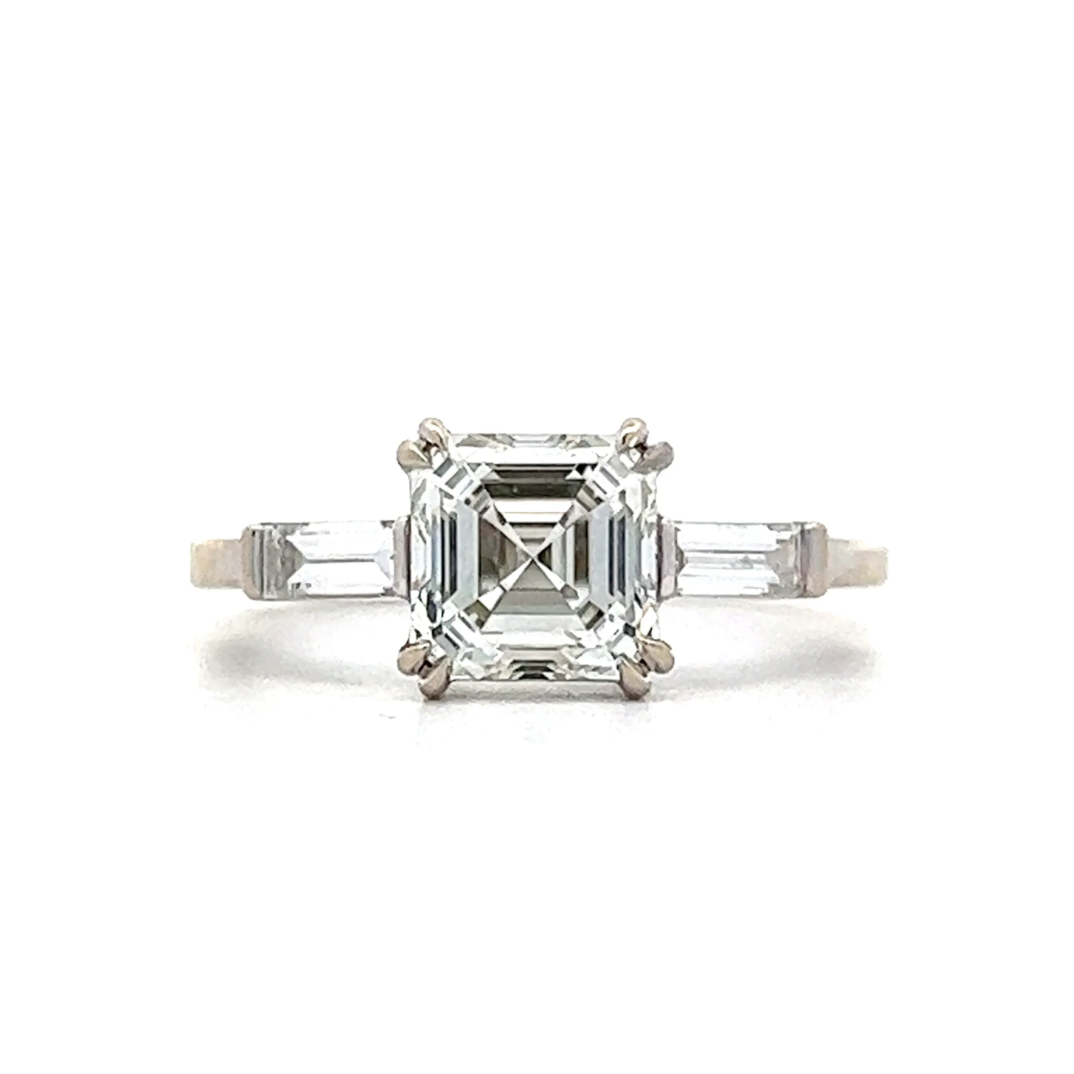1.71 Asscher Diamond Engagement Ring in 18k White Gold