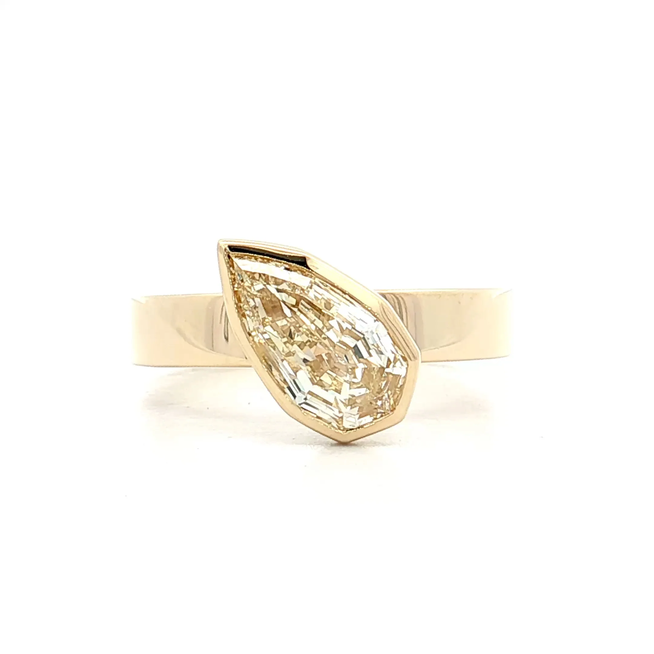 1.71 GIA Pear Step Cut Diamond Engagement Ring 14k