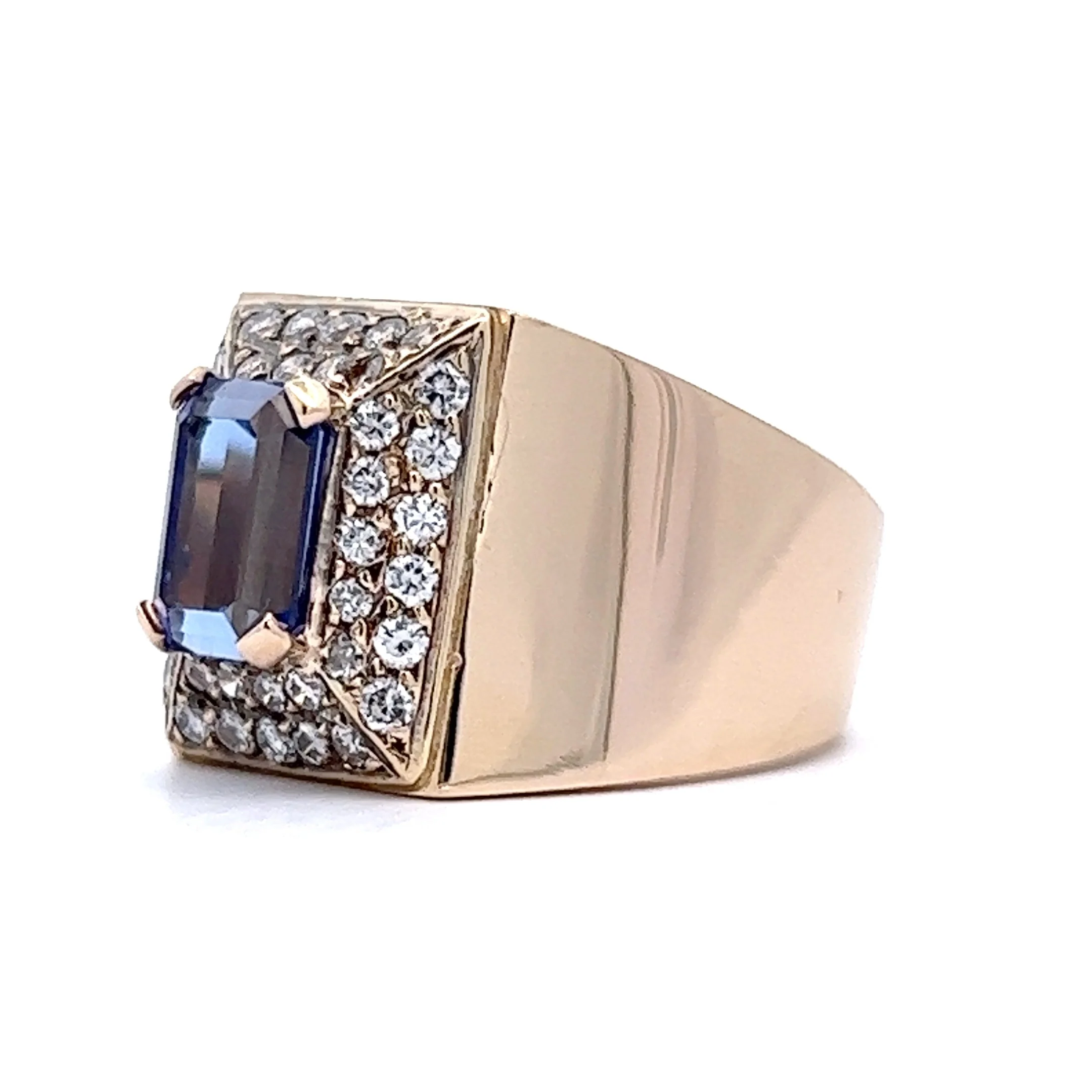 1.71 Tanzanite & Diamond Cocktail Ring in 14K Yellow Gold - Image 2