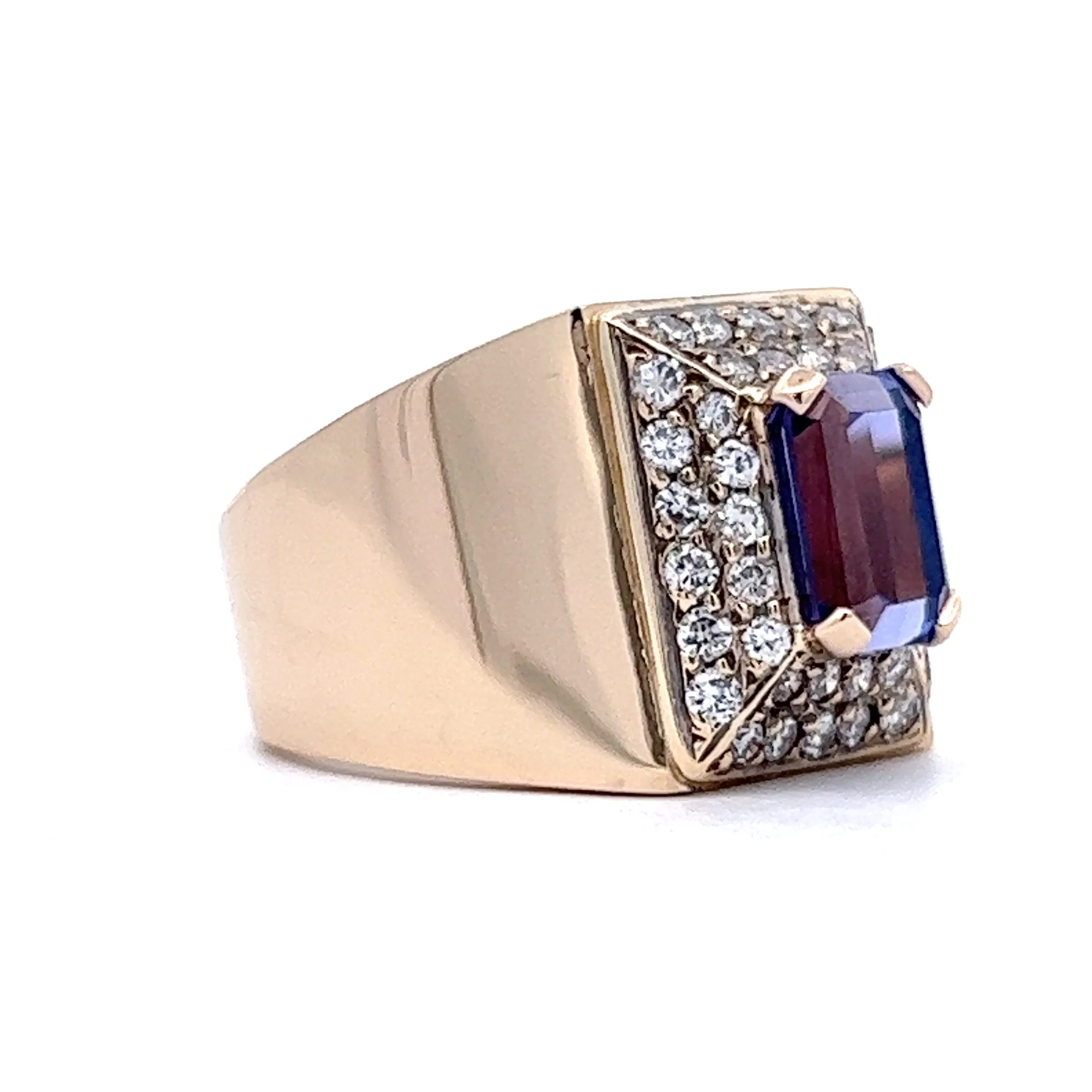 1.71 Tanzanite & Diamond Cocktail Ring in 14K Yellow Gold - Image 3