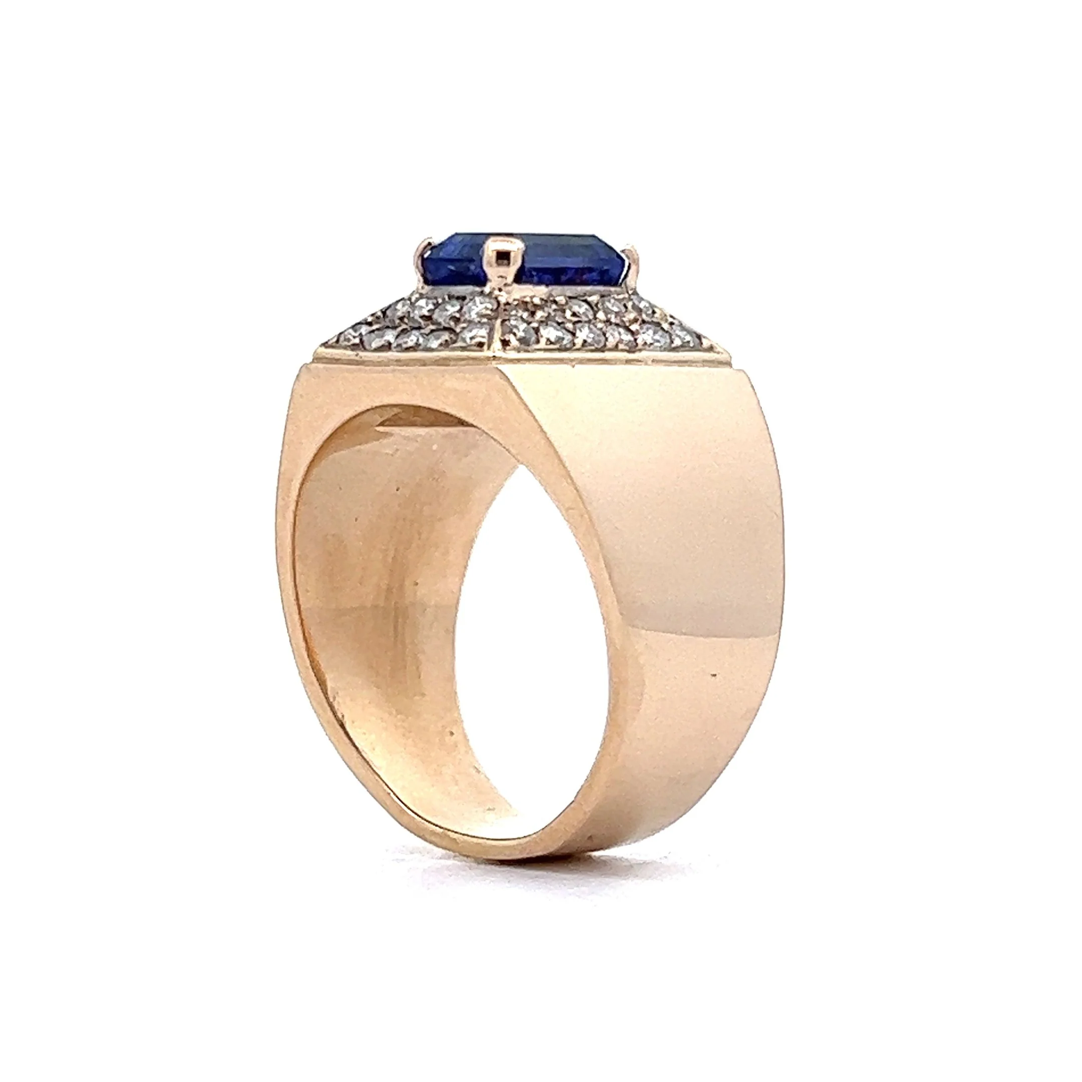 1.71 Tanzanite & Diamond Cocktail Ring in 14K Yellow Gold - Image 5