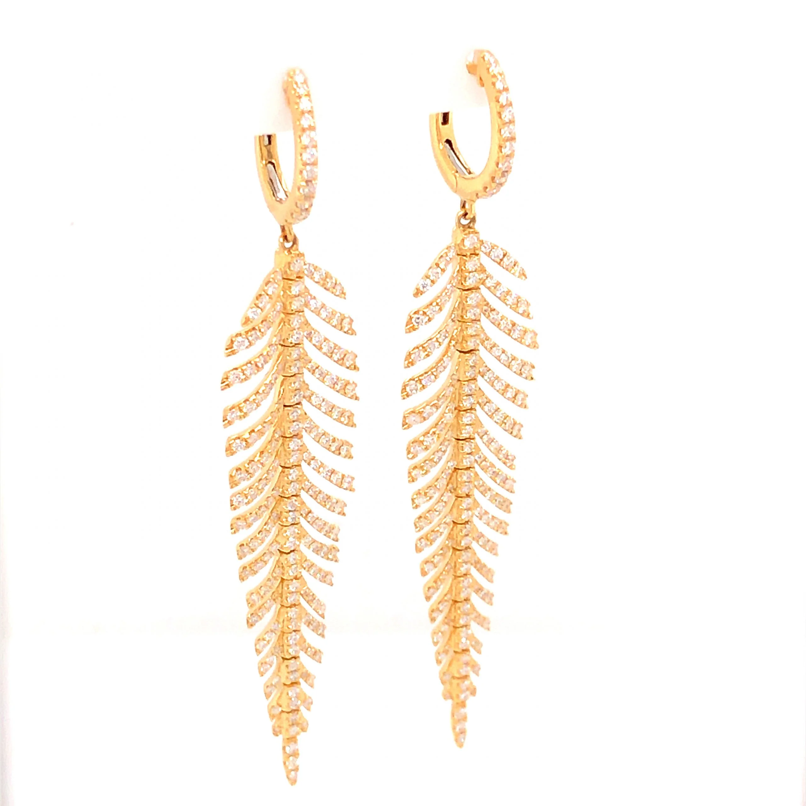 1.73 Pave Diamond Earrings in 18k Yellow Gold - Image 3