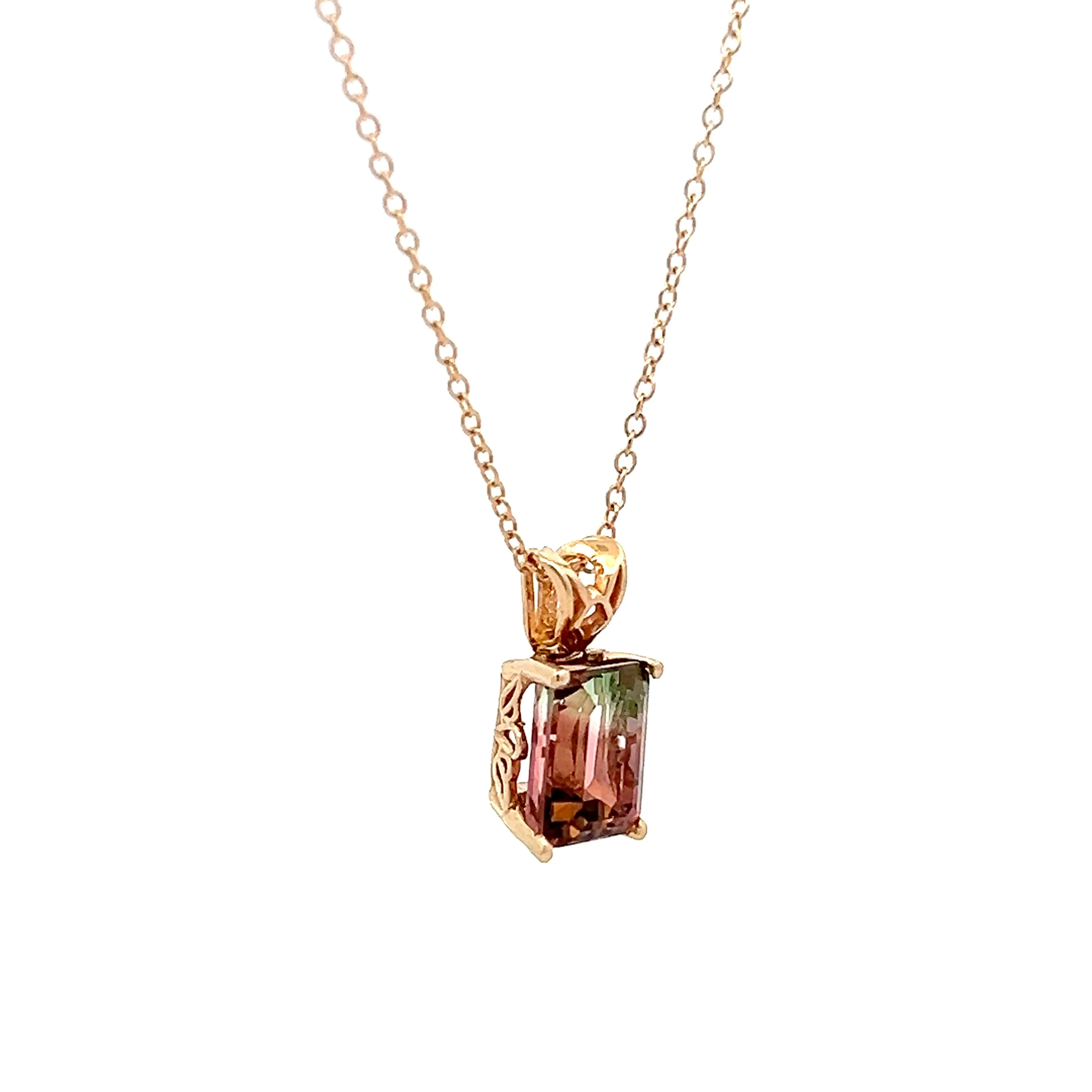 1.74 Emerald Cut Watermelon Tourmaline in 14k - Image 3