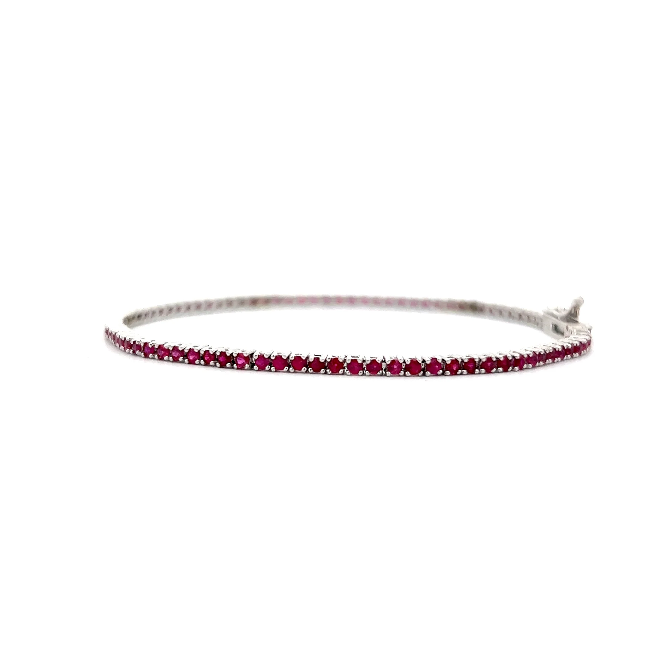 1.74 Round Cut Ruby Tennis Bracelet in 18k White Gold - Image 2