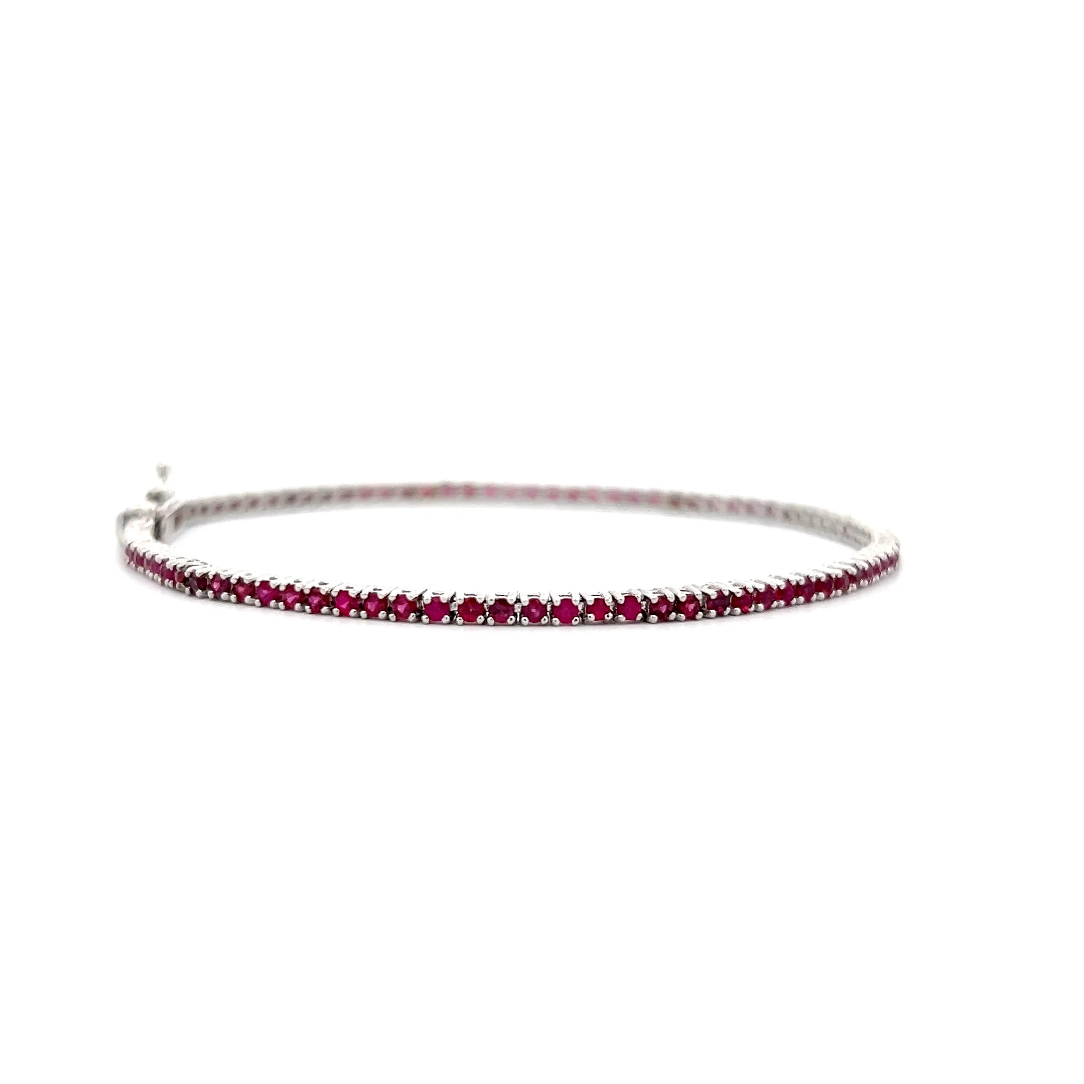 1.74 Round Cut Ruby Tennis Bracelet in 18k White Gold - Image 3