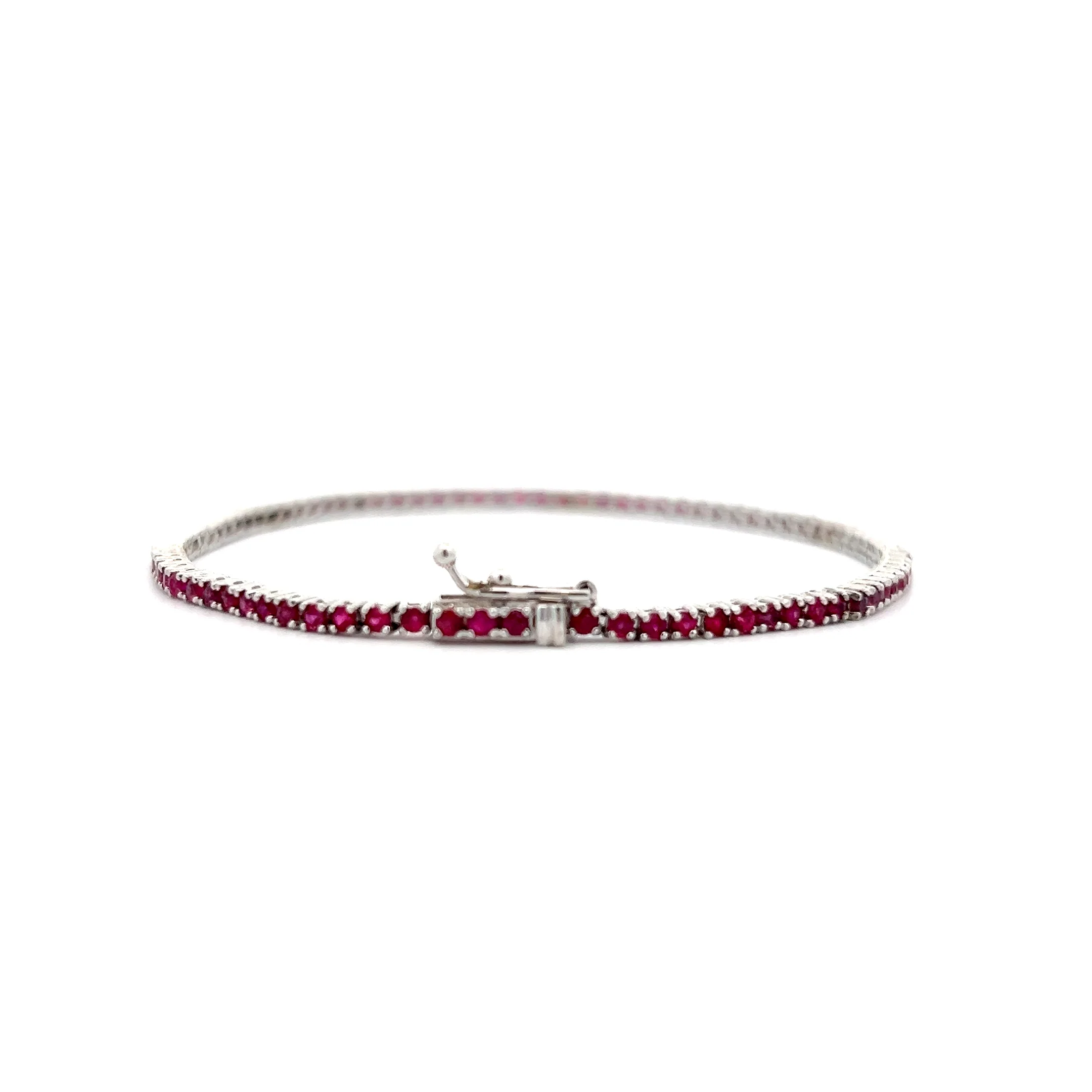 1.74 Round Cut Ruby Tennis Bracelet in 18k White Gold - Image 4