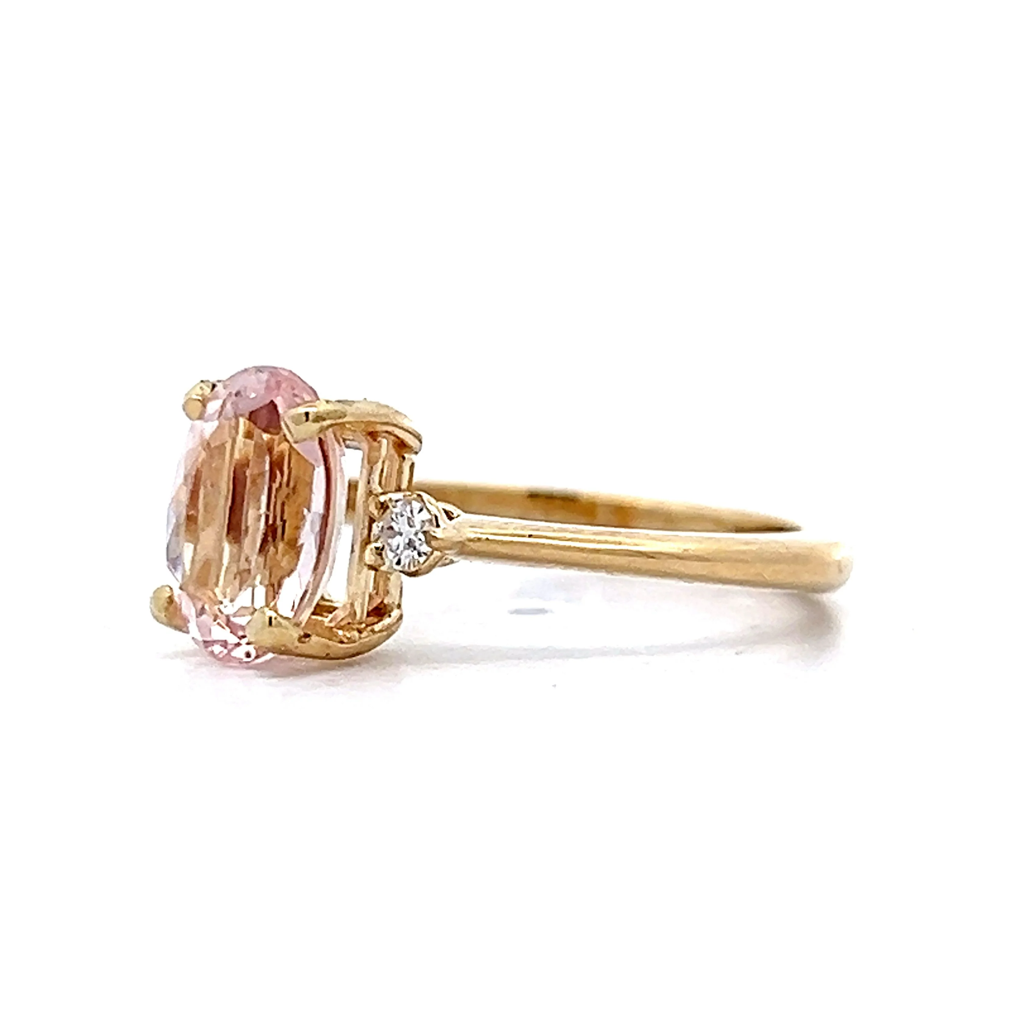1.75 Oval Cut Morganite in 14k Yellow Gold - Image 2