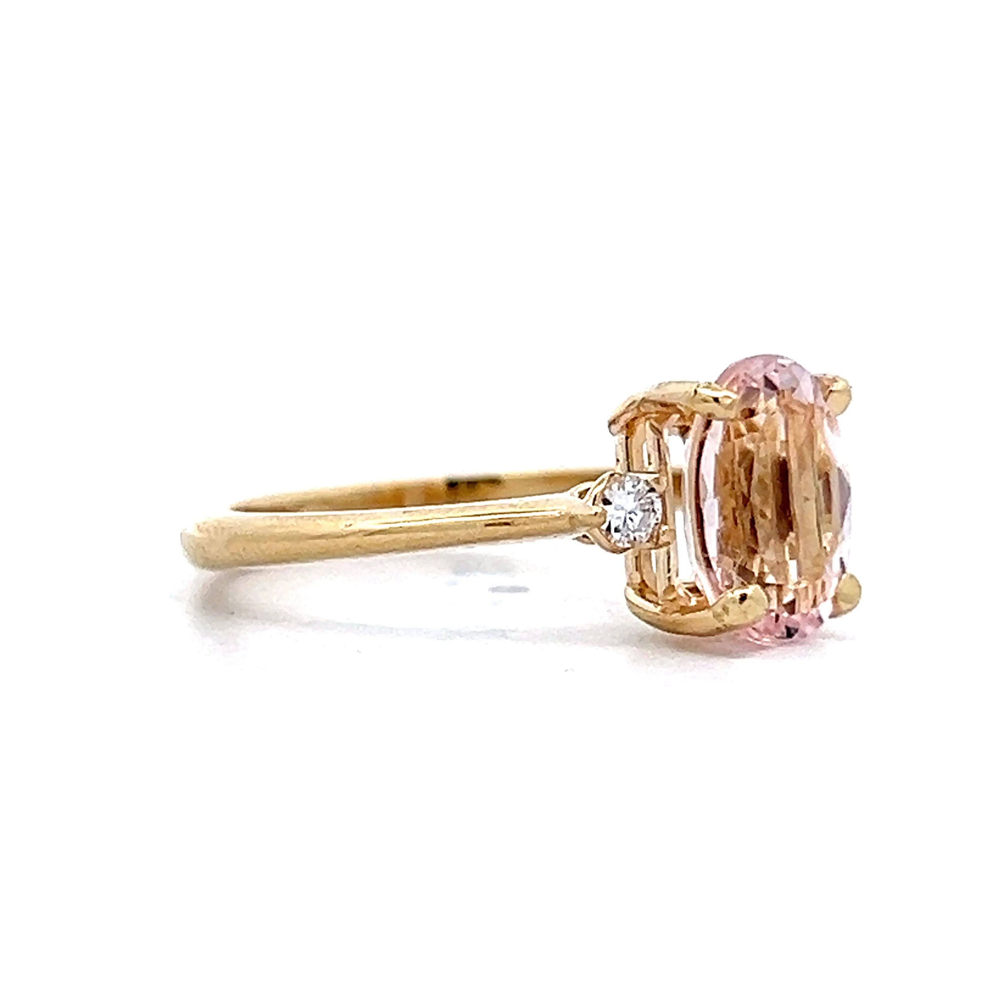 1.75 Oval Cut Morganite in 14k Yellow Gold - Image 3