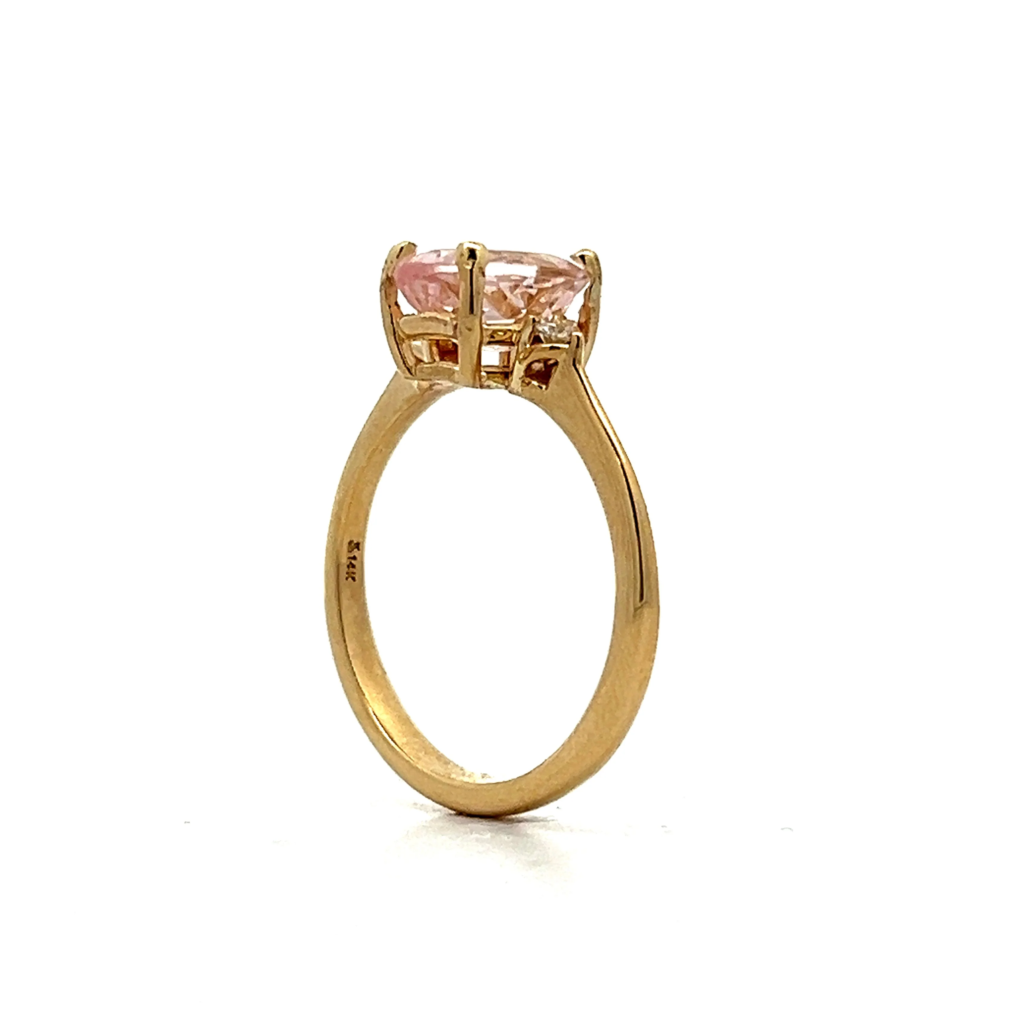 1.75 Oval Cut Morganite in 14k Yellow Gold - Image 5