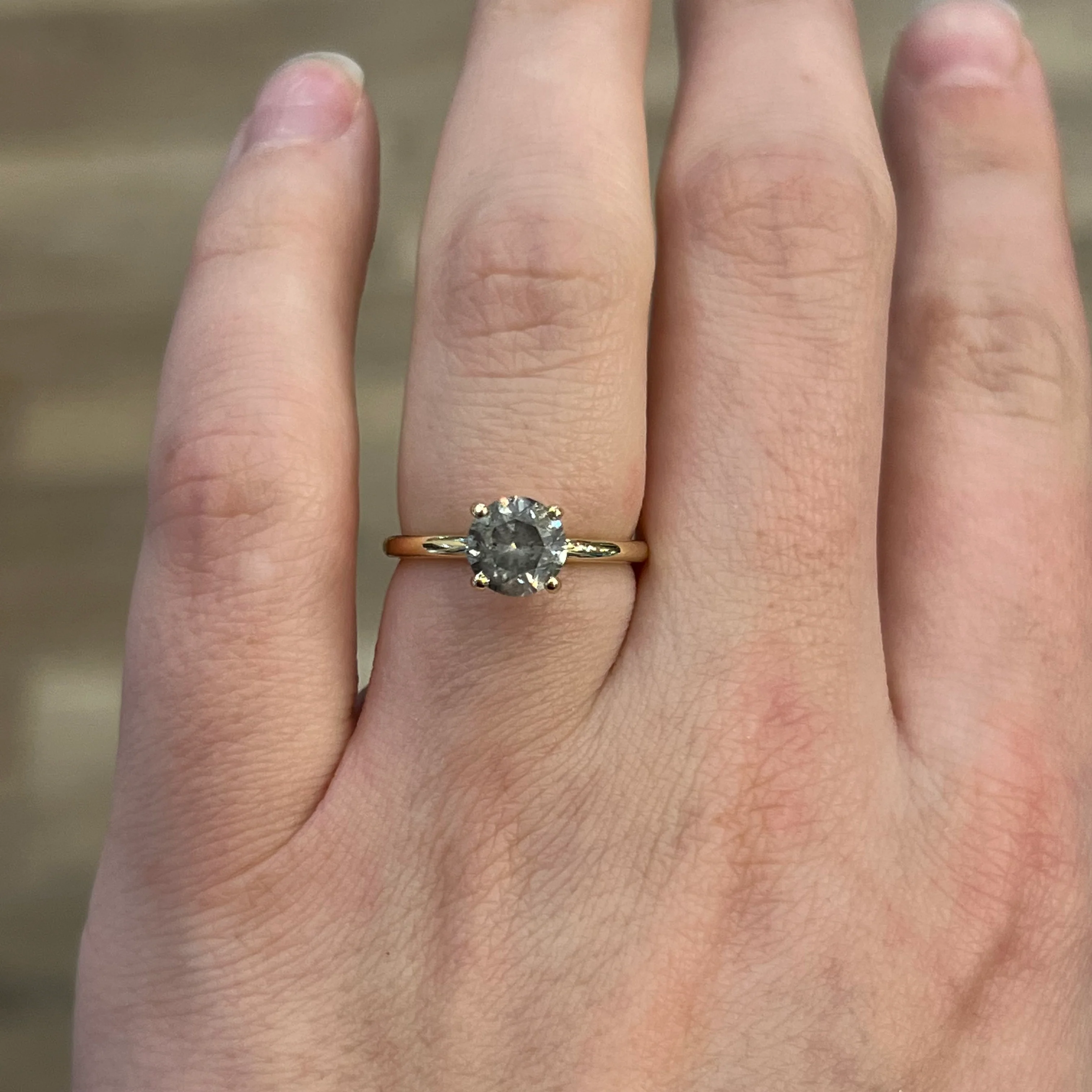 1.75 Salt & Pepper Diamond Engagement Ring in 14k Yellow Gold - Image 6