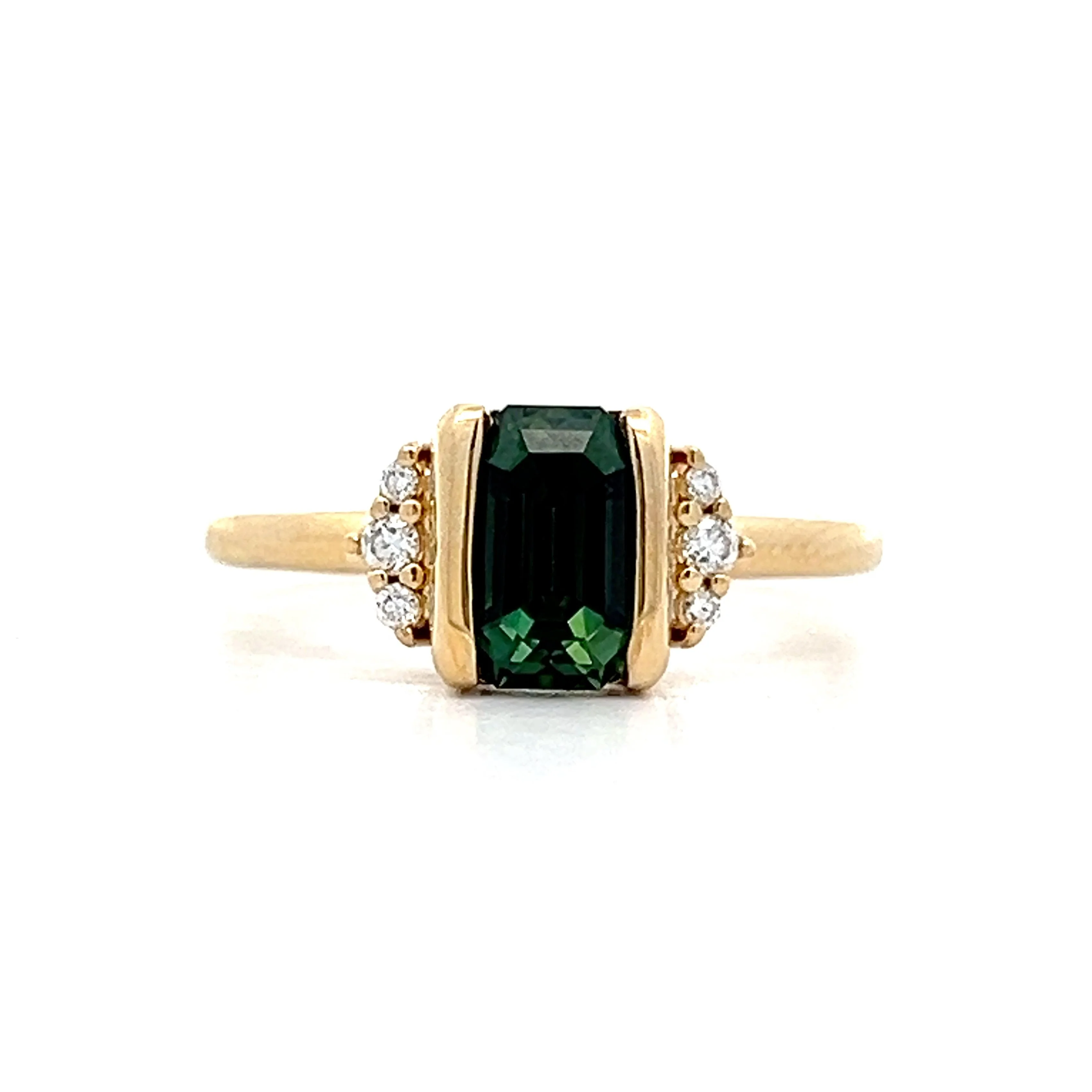 1.76 Green Montana Sapphire Engagement Ring in 14k