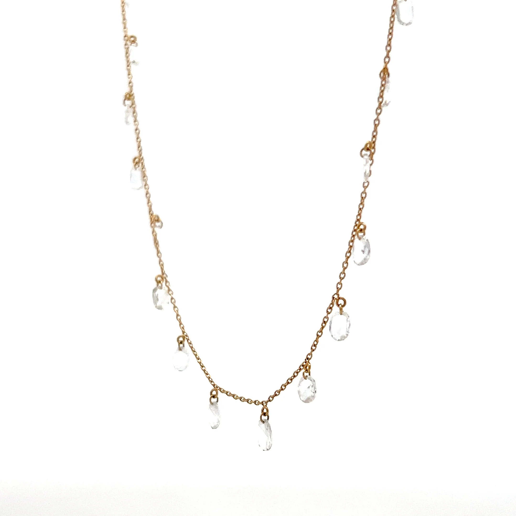 1.76 Rose Cut Diamond Drop Necklace 18k - Image 2