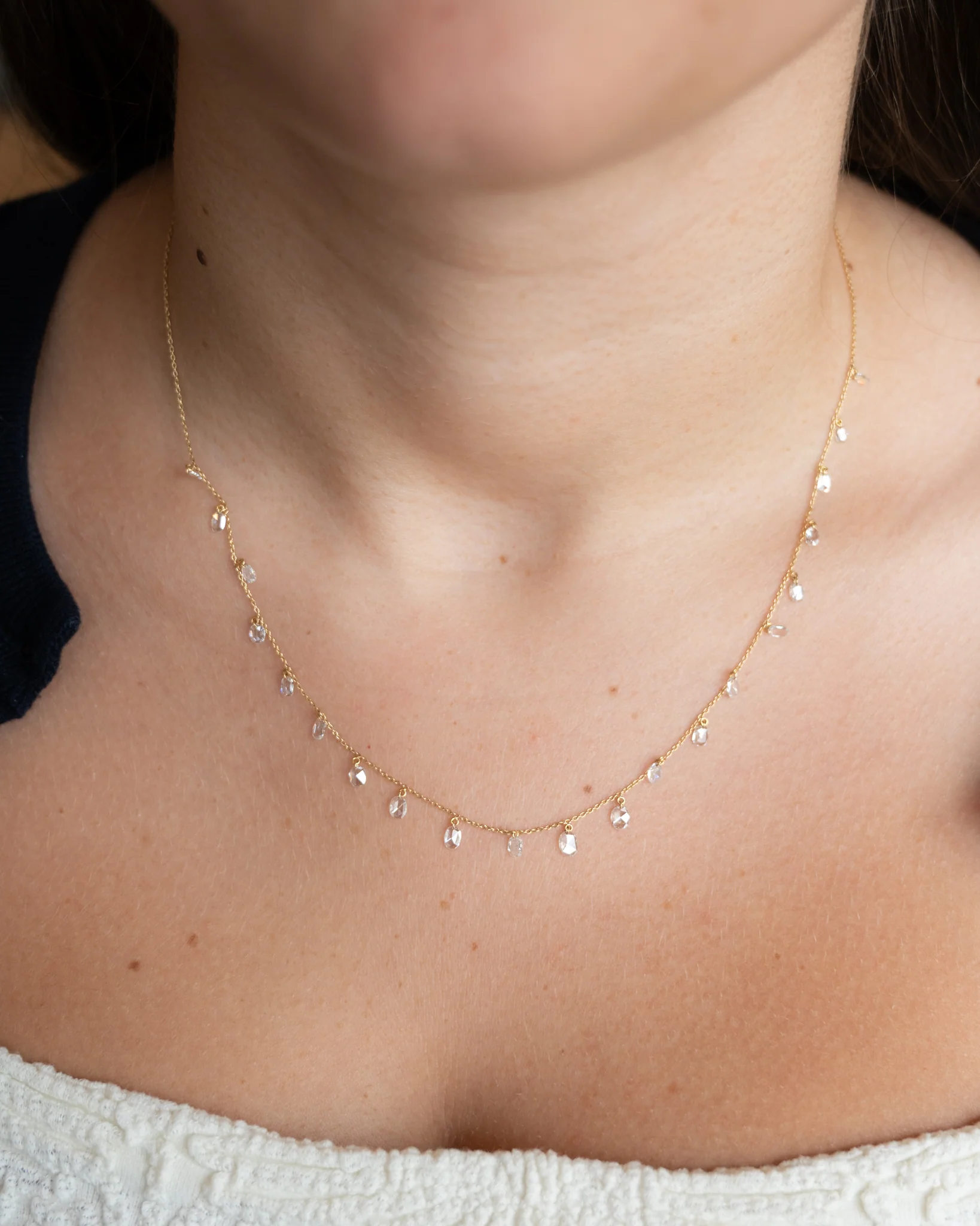 1.76 Rose Cut Diamond Drop Necklace 18k - Image 5