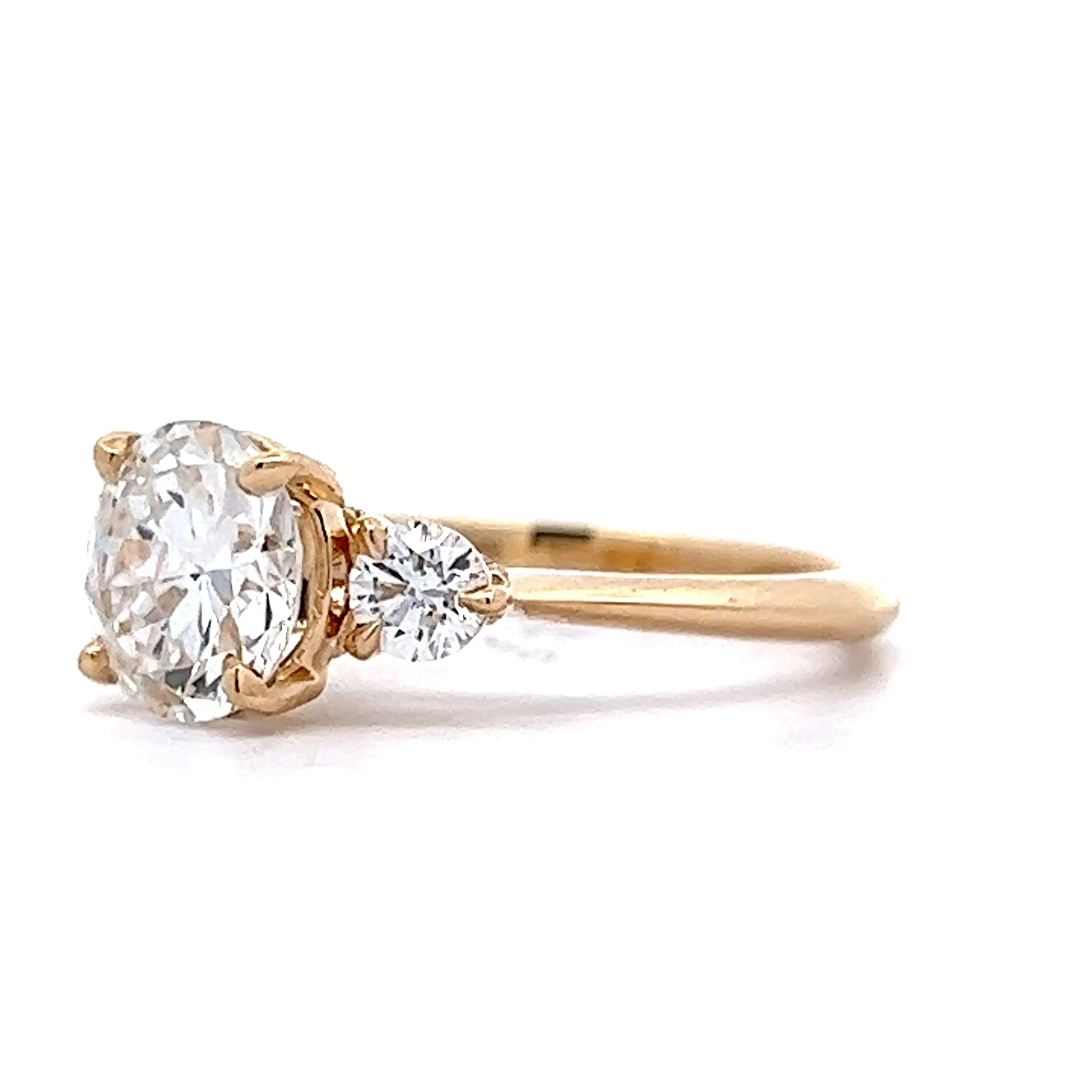 1.76 Diamond Three Stone Engagement Ring in Yellow Gold - Image 2