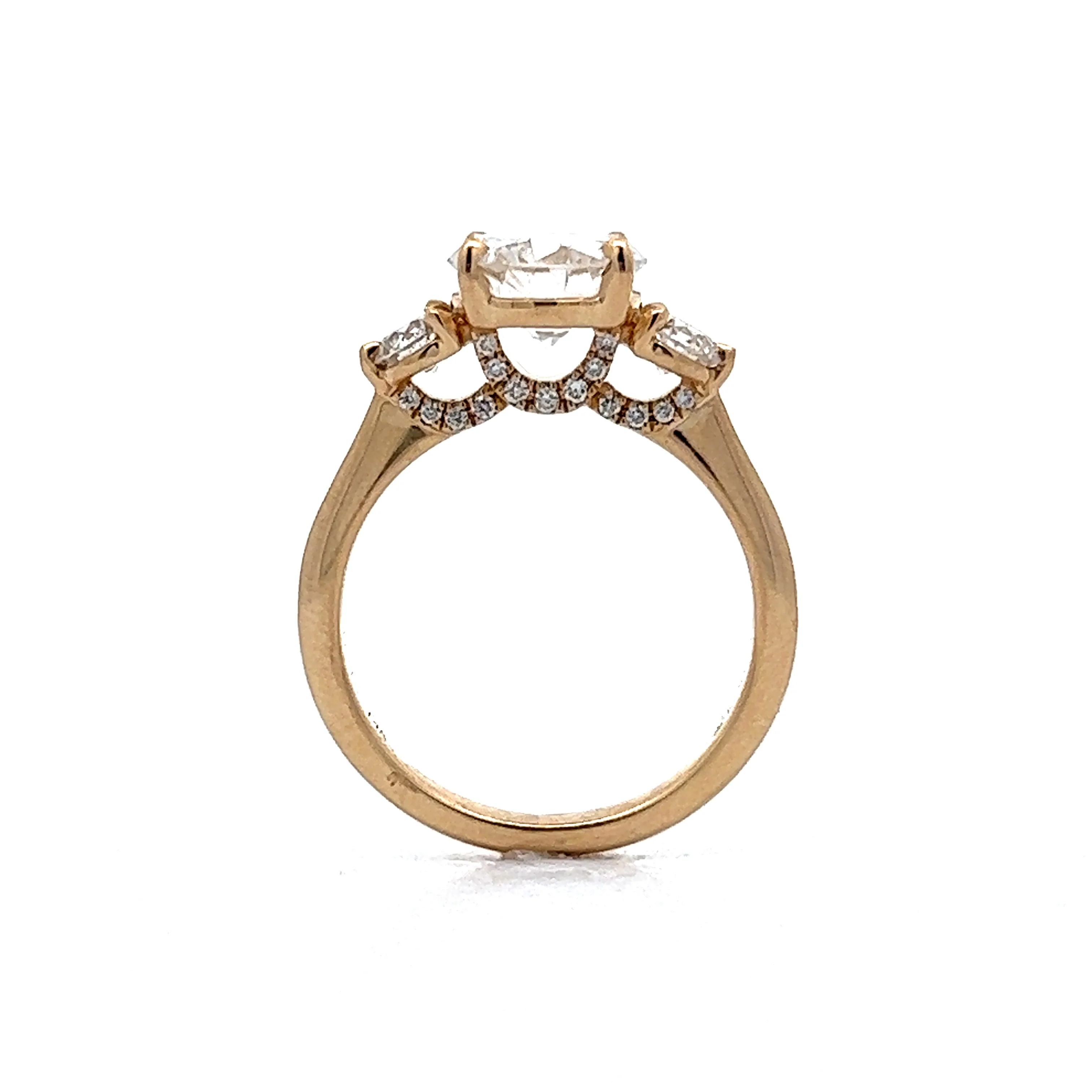 1.76 Diamond Three Stone Engagement Ring in Yellow Gold - Image 4