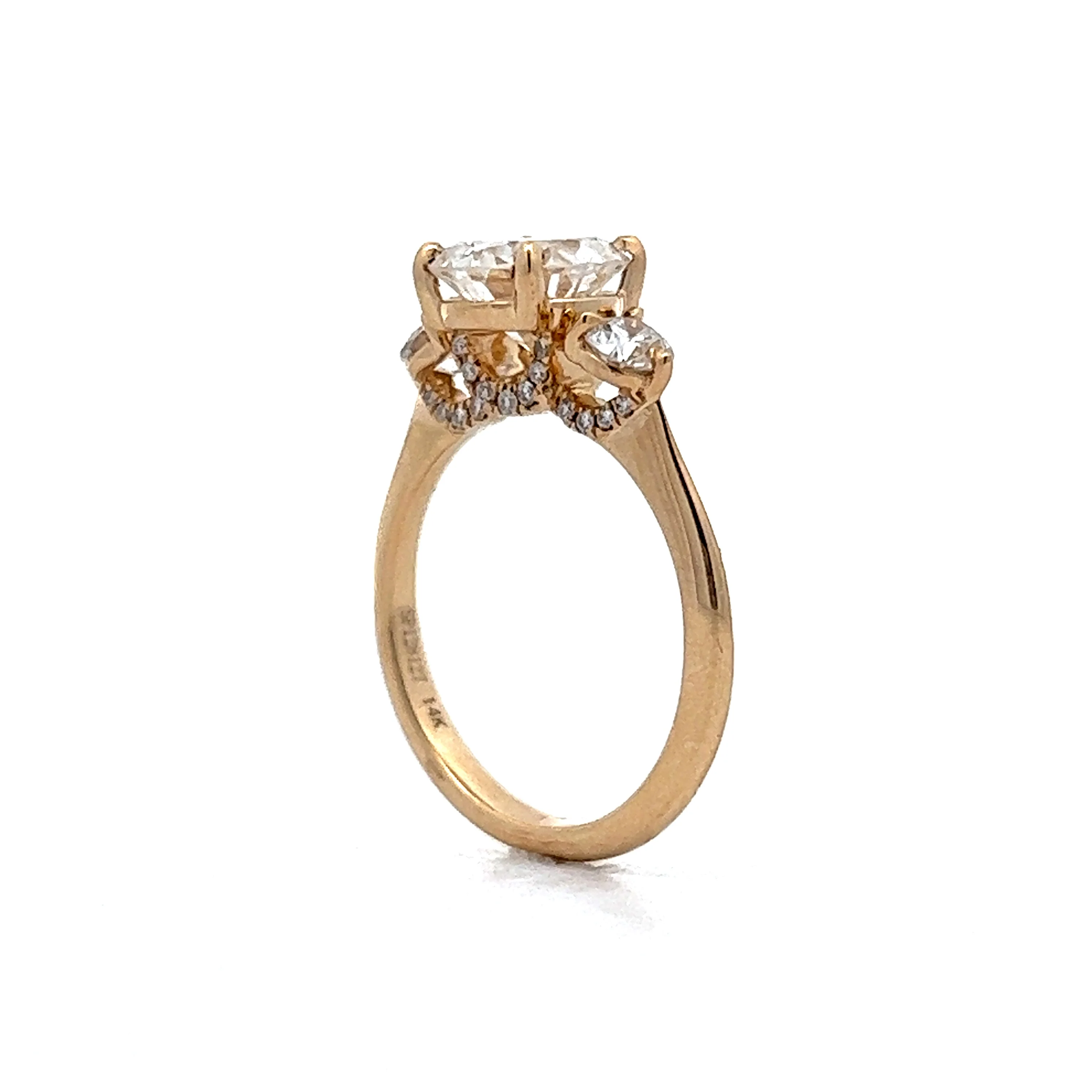 1.76 Diamond Three Stone Engagement Ring in Yellow Gold - Image 5