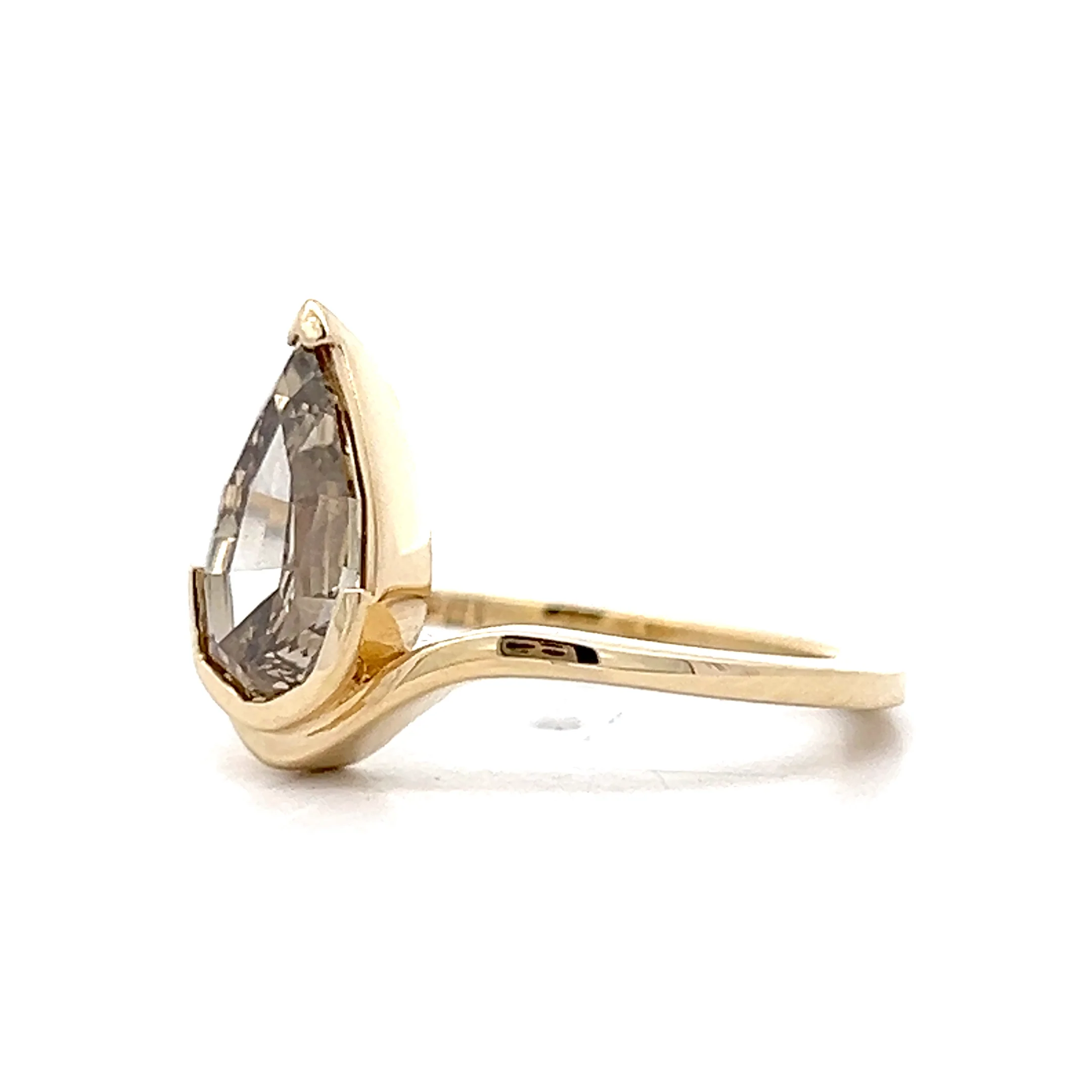 1.77 Champagne Pear Cut Diamond Engagement Ring in 14k - Image 2
