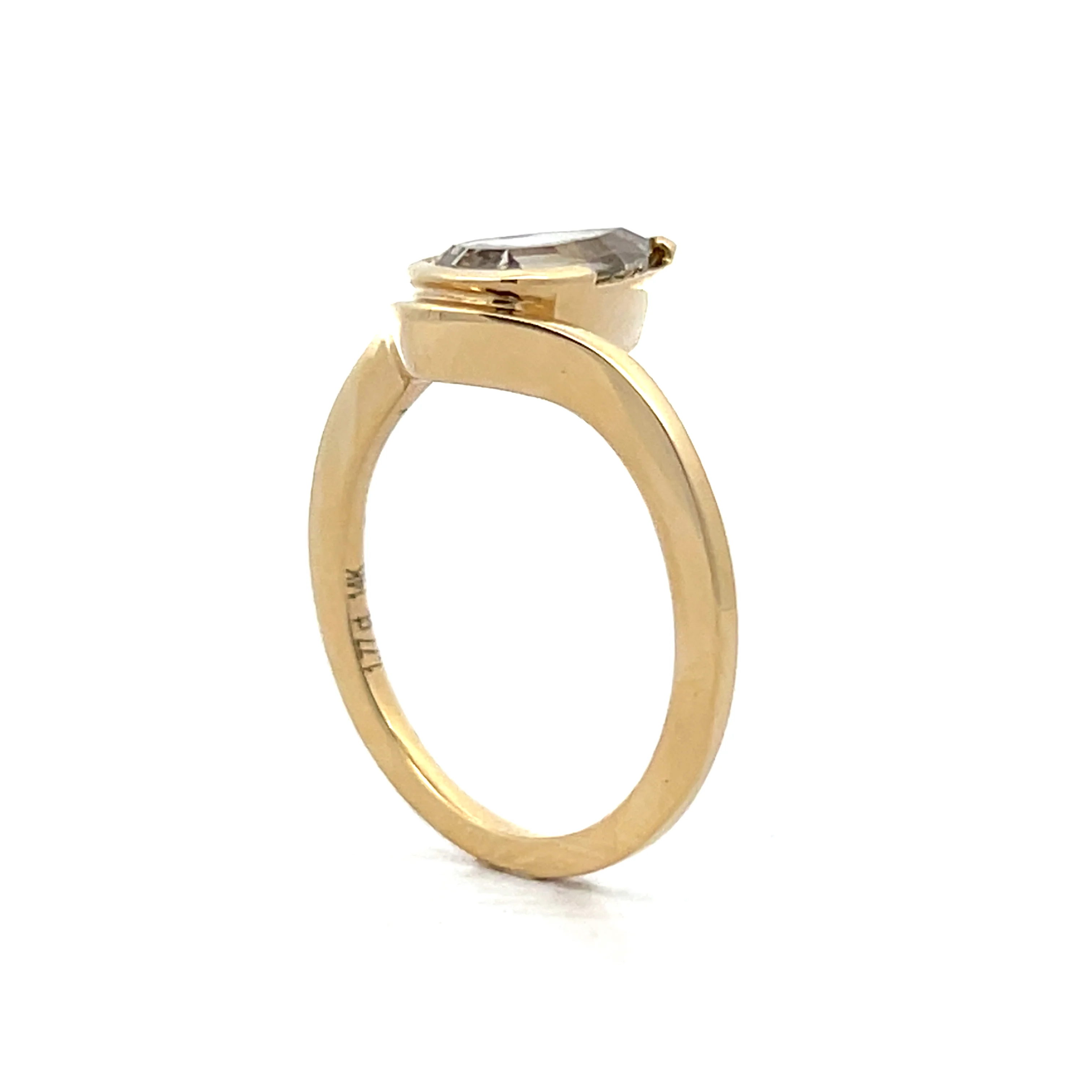 1.77 Champagne Pear Cut Diamond Engagement Ring in 14k - Image 5