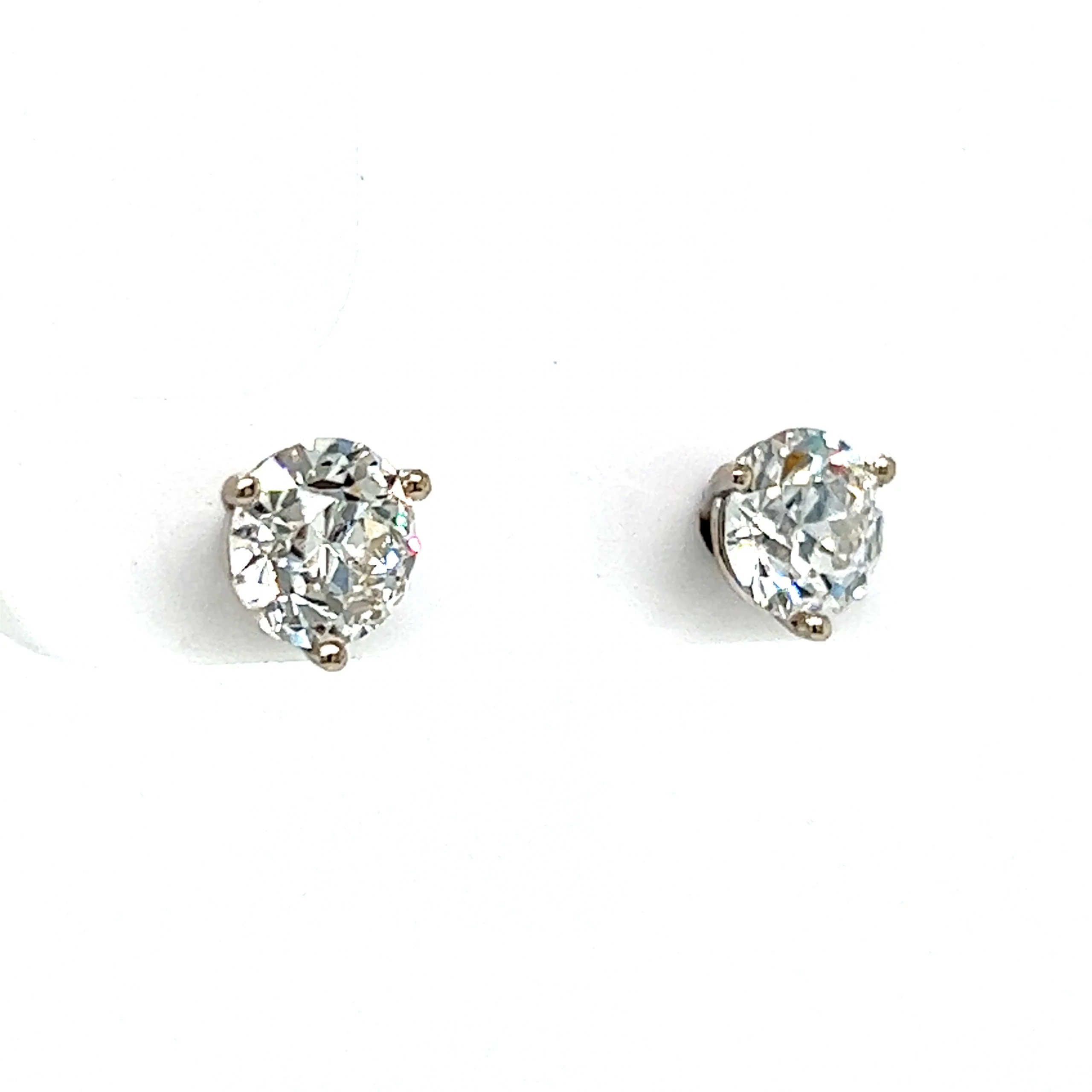 1.77 Old European Cut Diamond Stud Earrings in 14k White Gold - Image 3