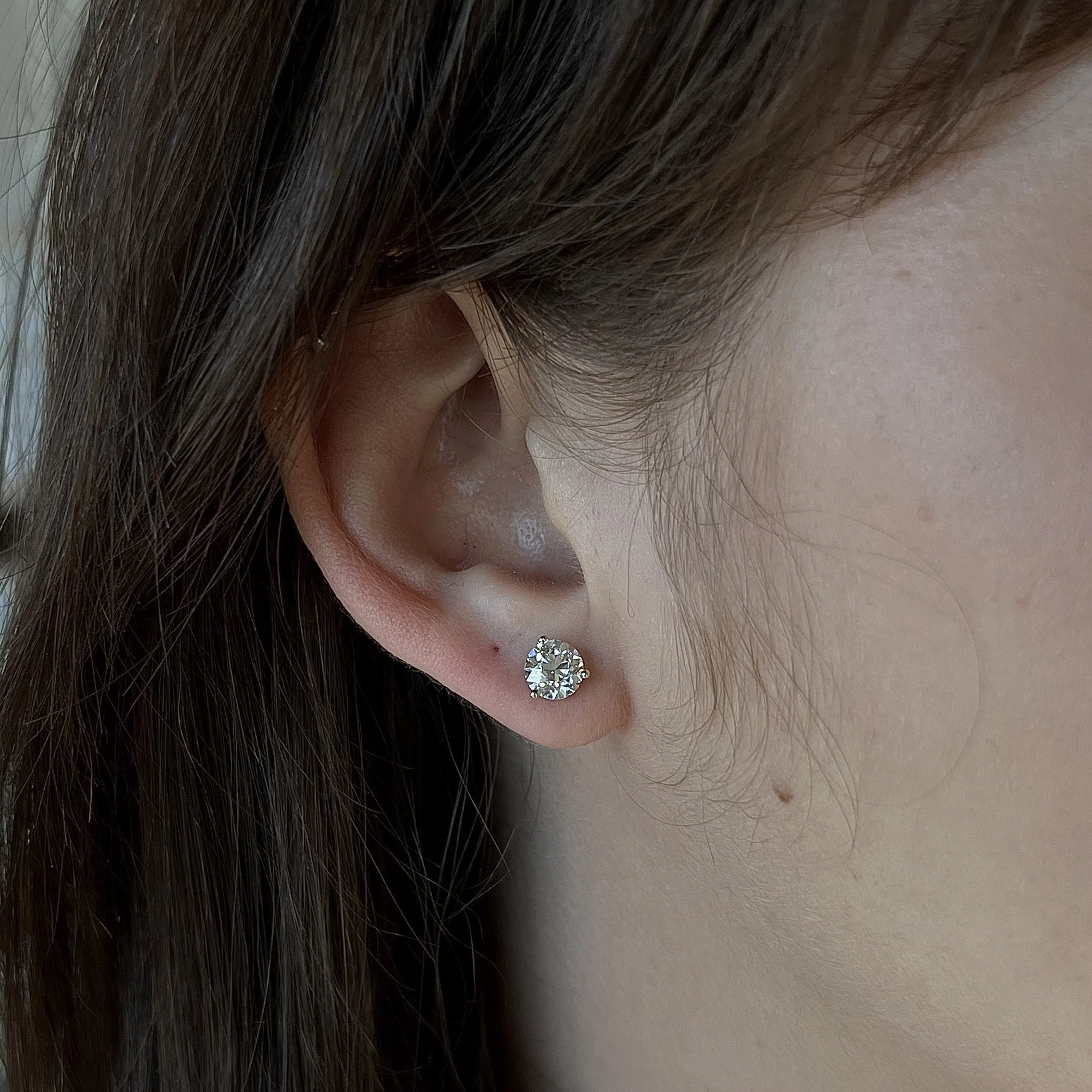 1.77 Old European Cut Diamond Stud Earrings in 14k White Gold - Image 5