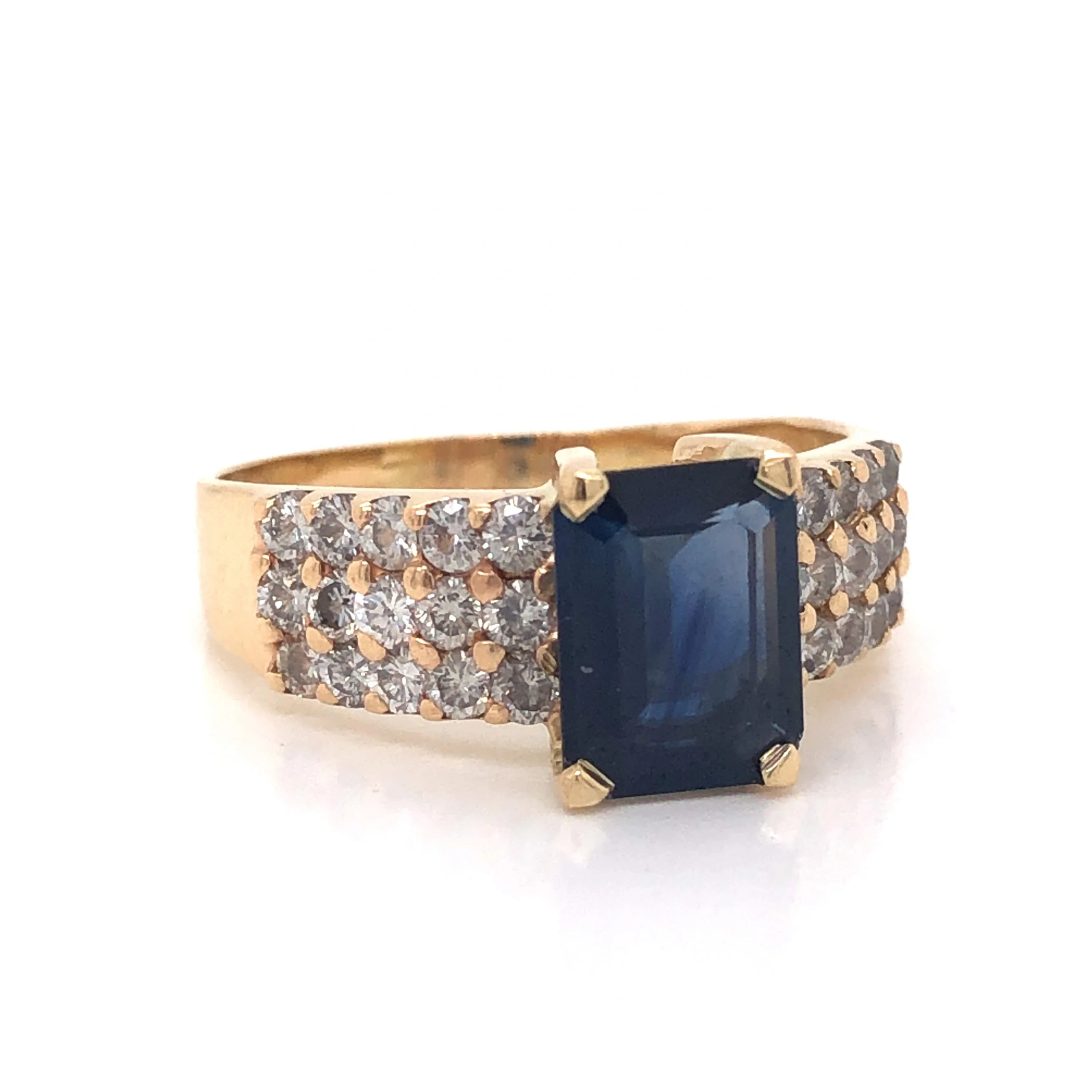 1.79 Emerald Cut Sapphire Engagement Ring in 14k Yellow Gold - Image 3