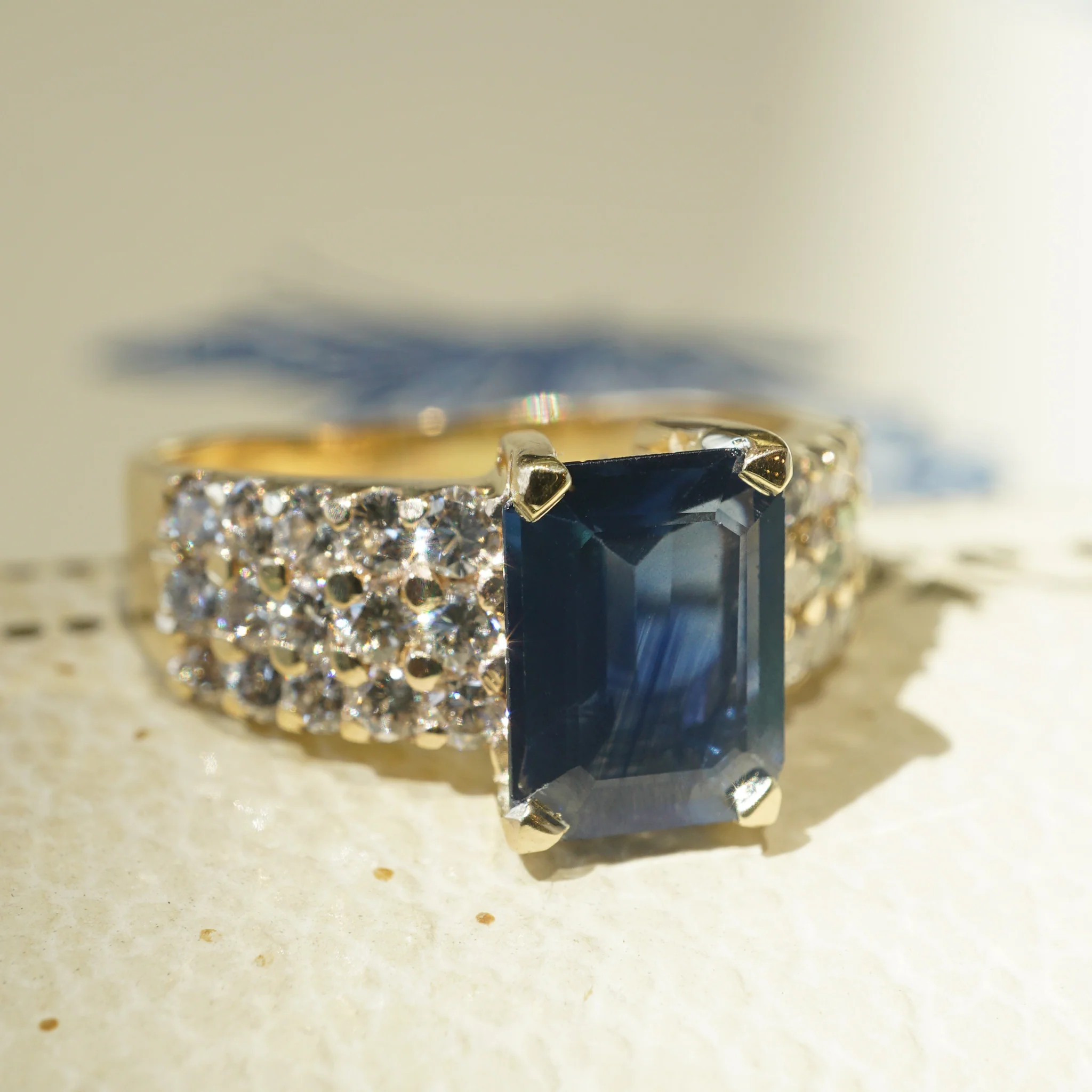 1.79 Emerald Cut Sapphire Engagement Ring in 14k Yellow Gold - Image 5