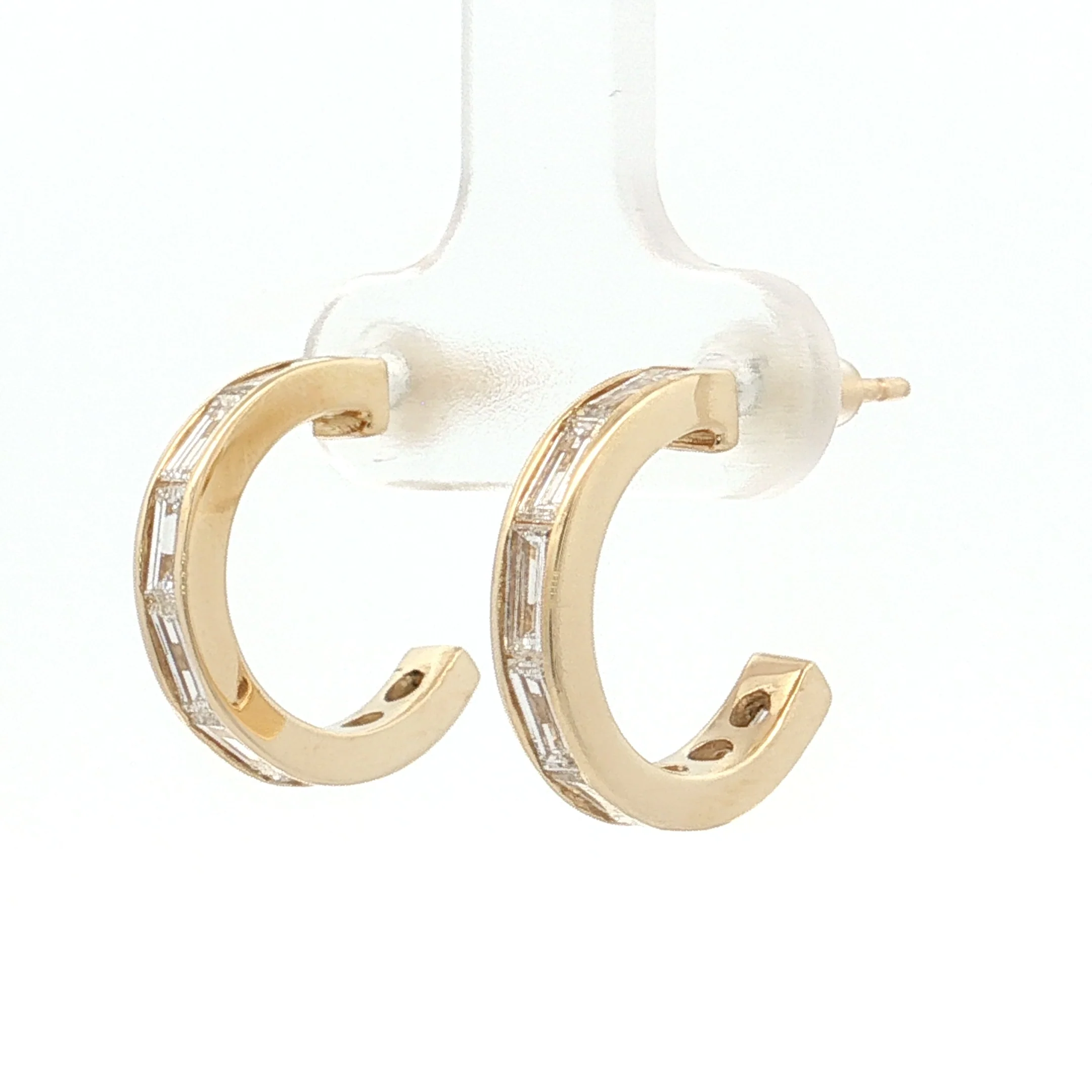 1.80 Baguette Diamond Hoop Earrings 18k Yellow Gold - Image 2