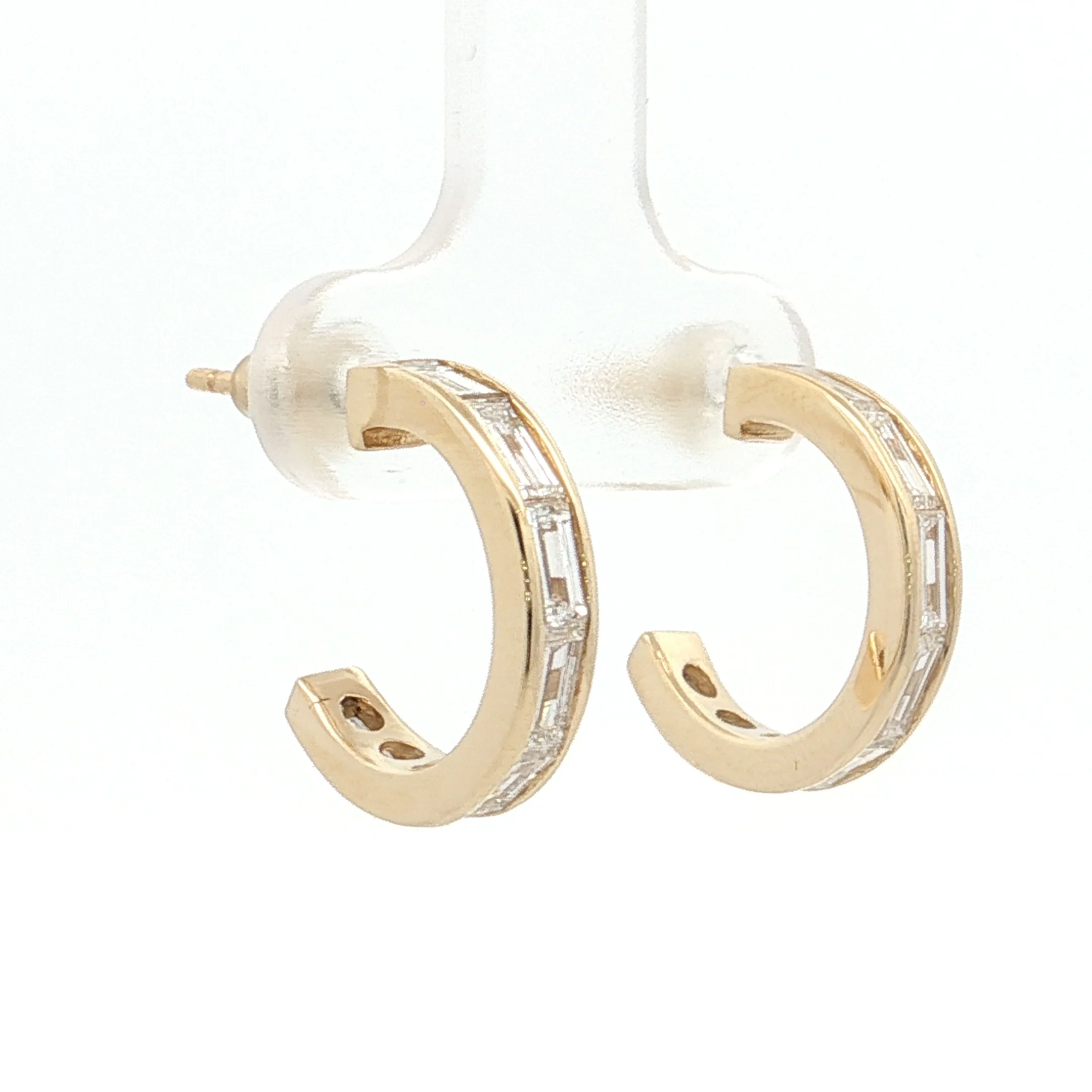 1.80 Baguette Diamond Hoop Earrings 18k Yellow Gold - Image 3