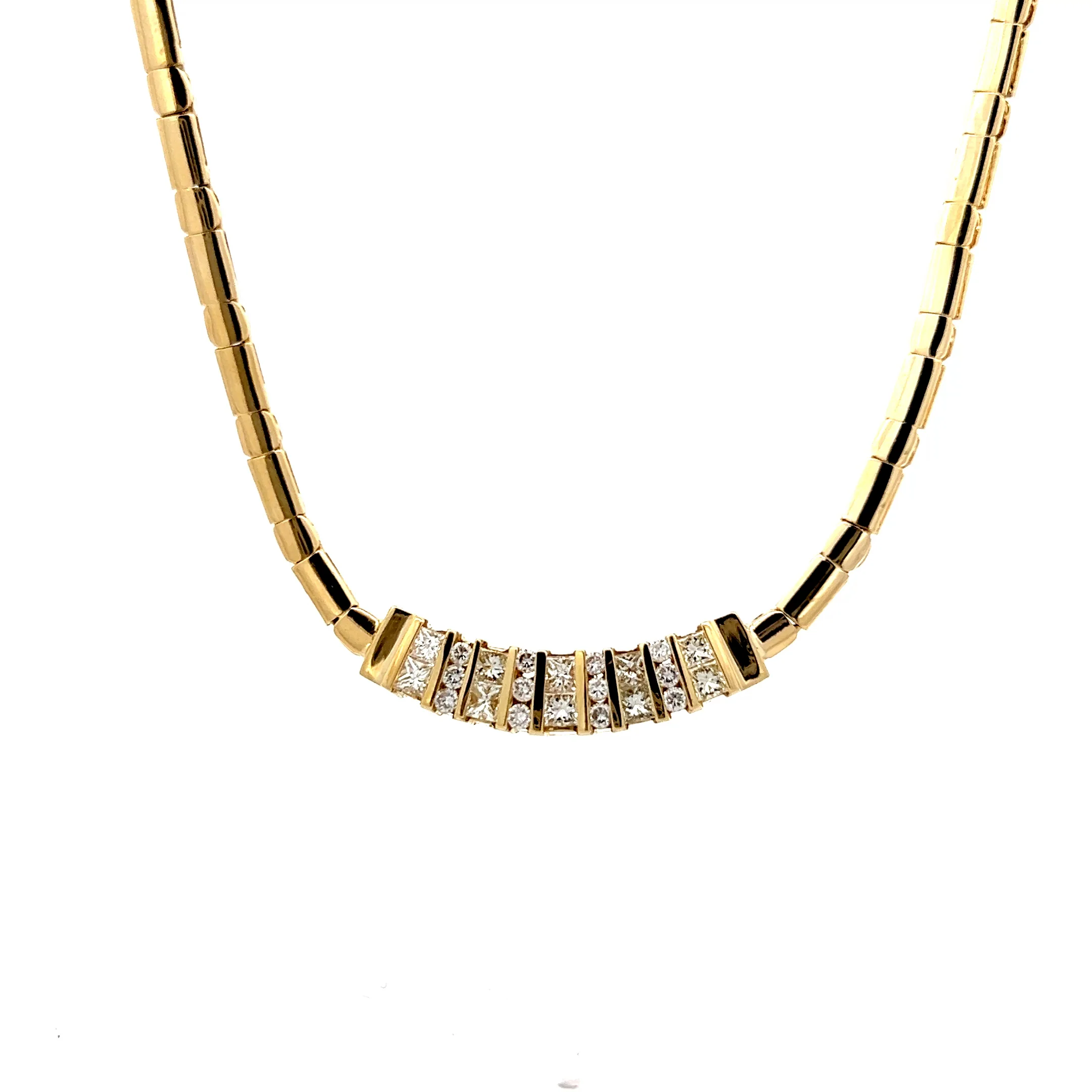 1.80 Diamond Collar Necklace in 14k Yellow Gold