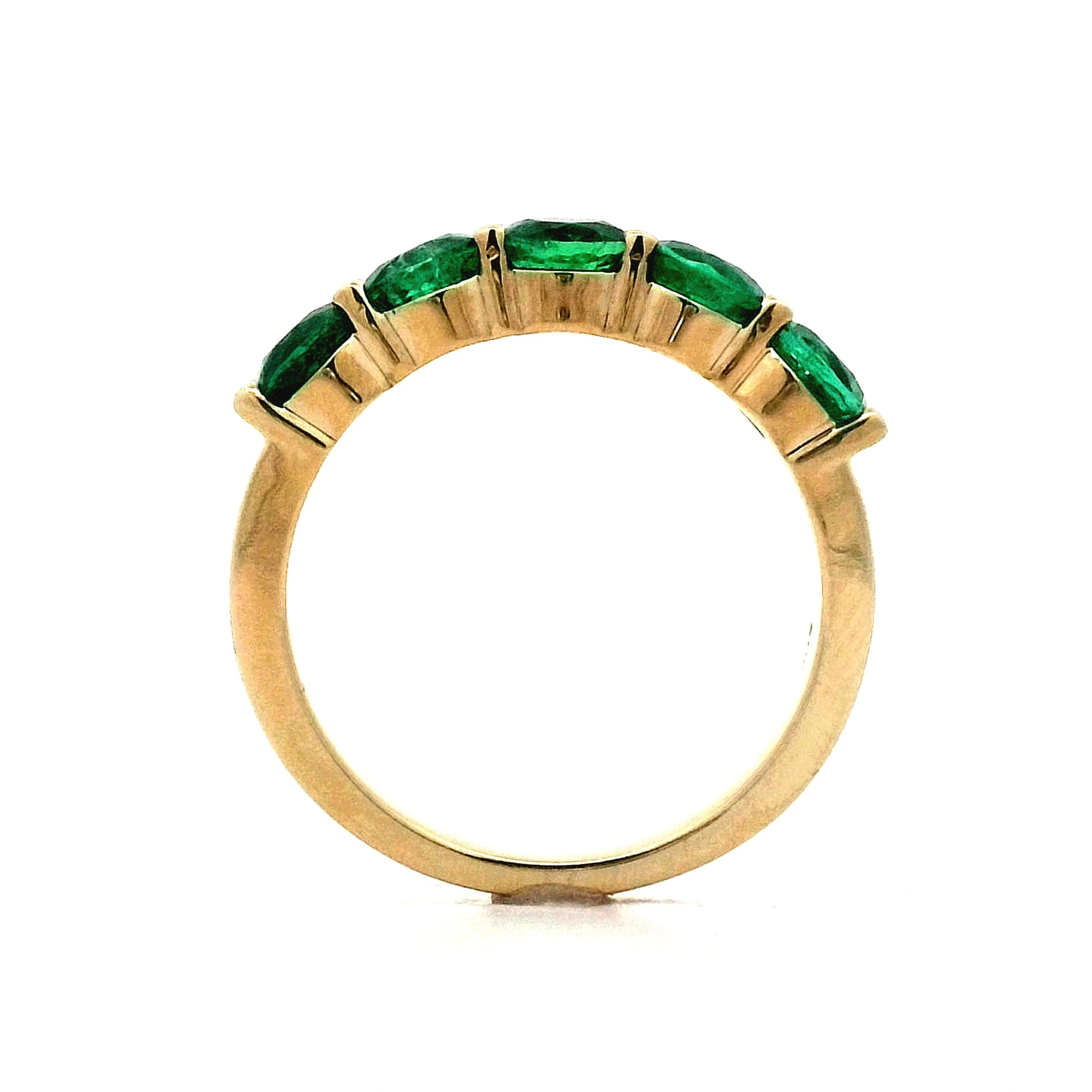 1.80 Five Stone Emerald Ring in 14k Yellow Gold - Image 4