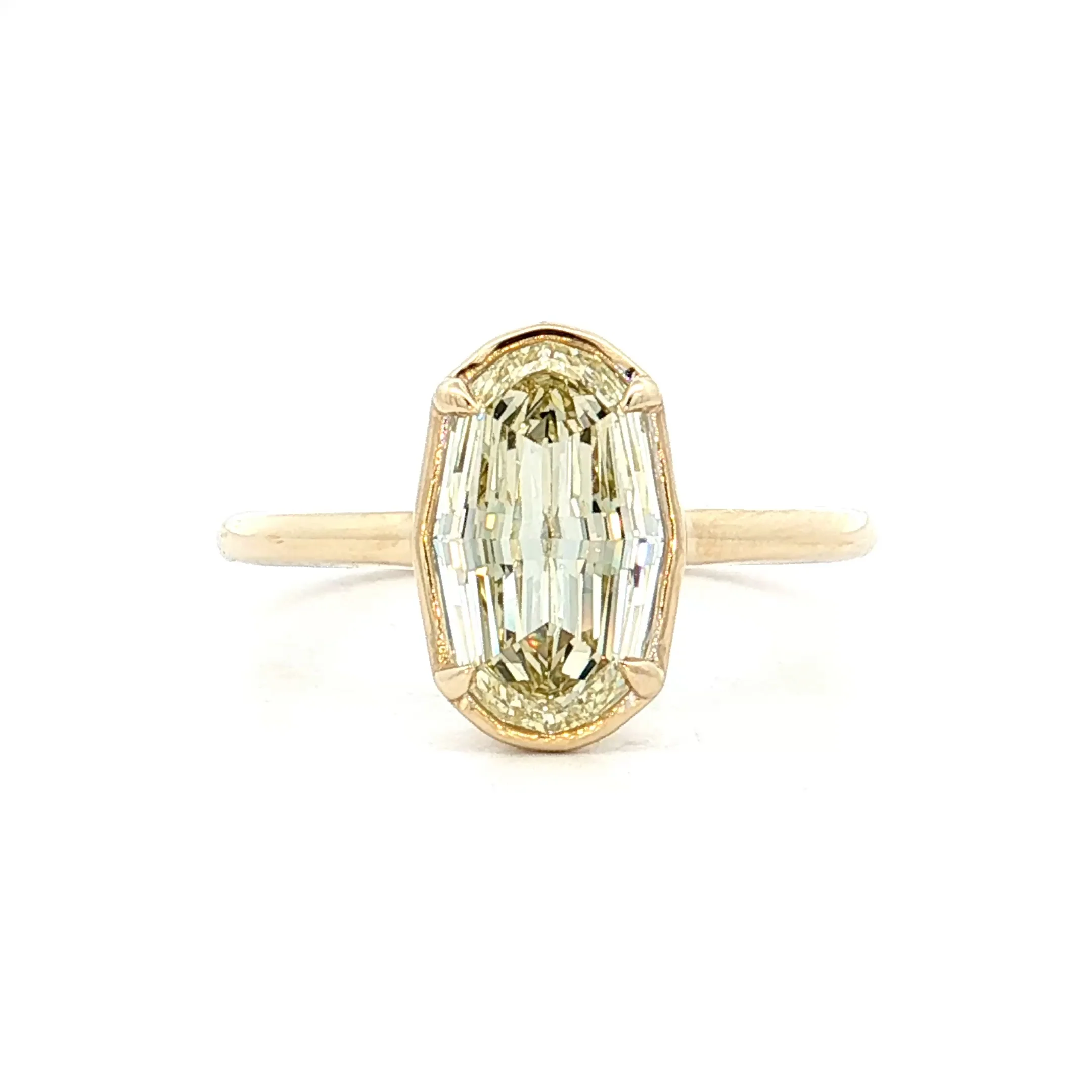 1.80 GIA Oval Step Cut Diamond Engagement Ring 14k