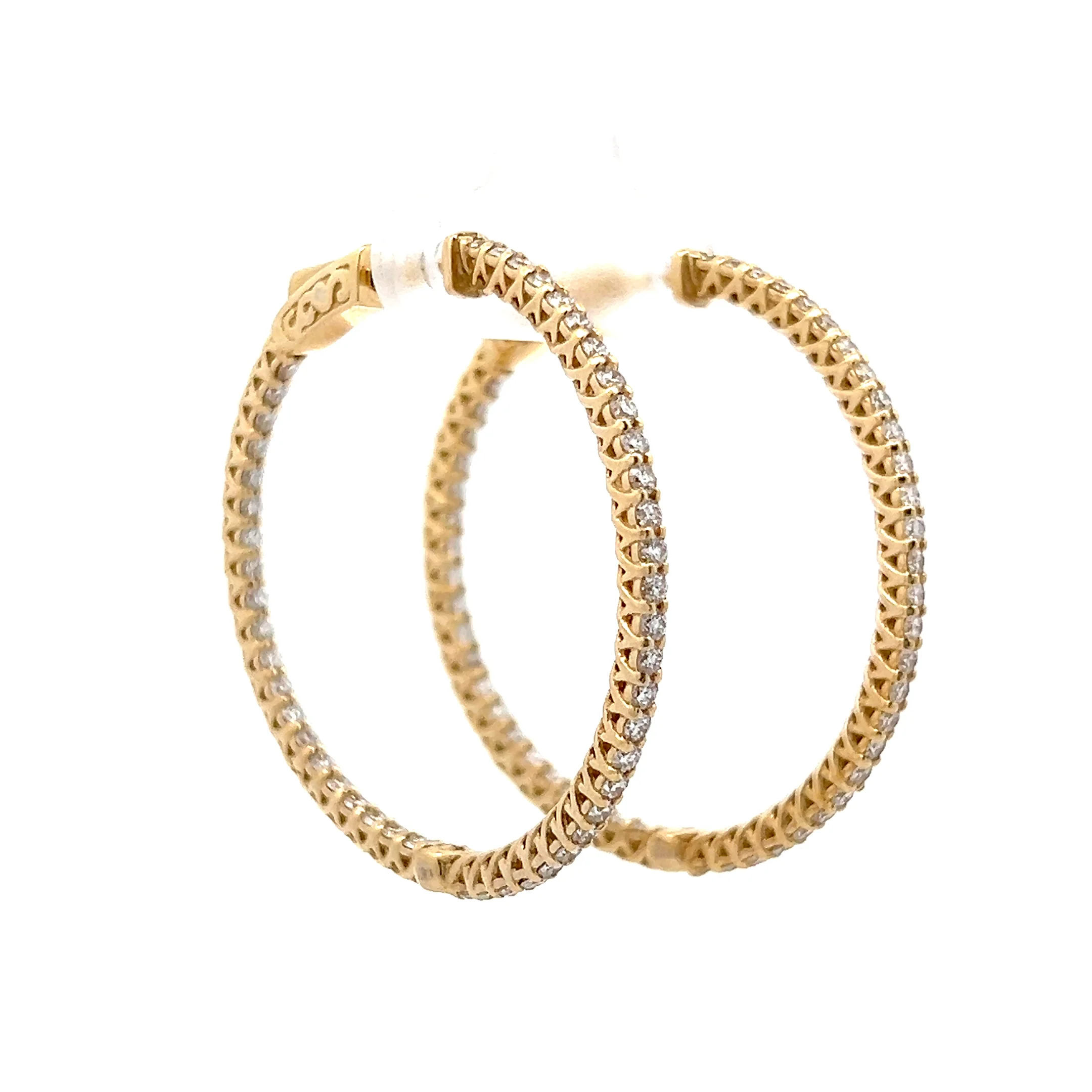 1.80 Inside-Out Diamond Hoop Earrings in 14k - Image 3