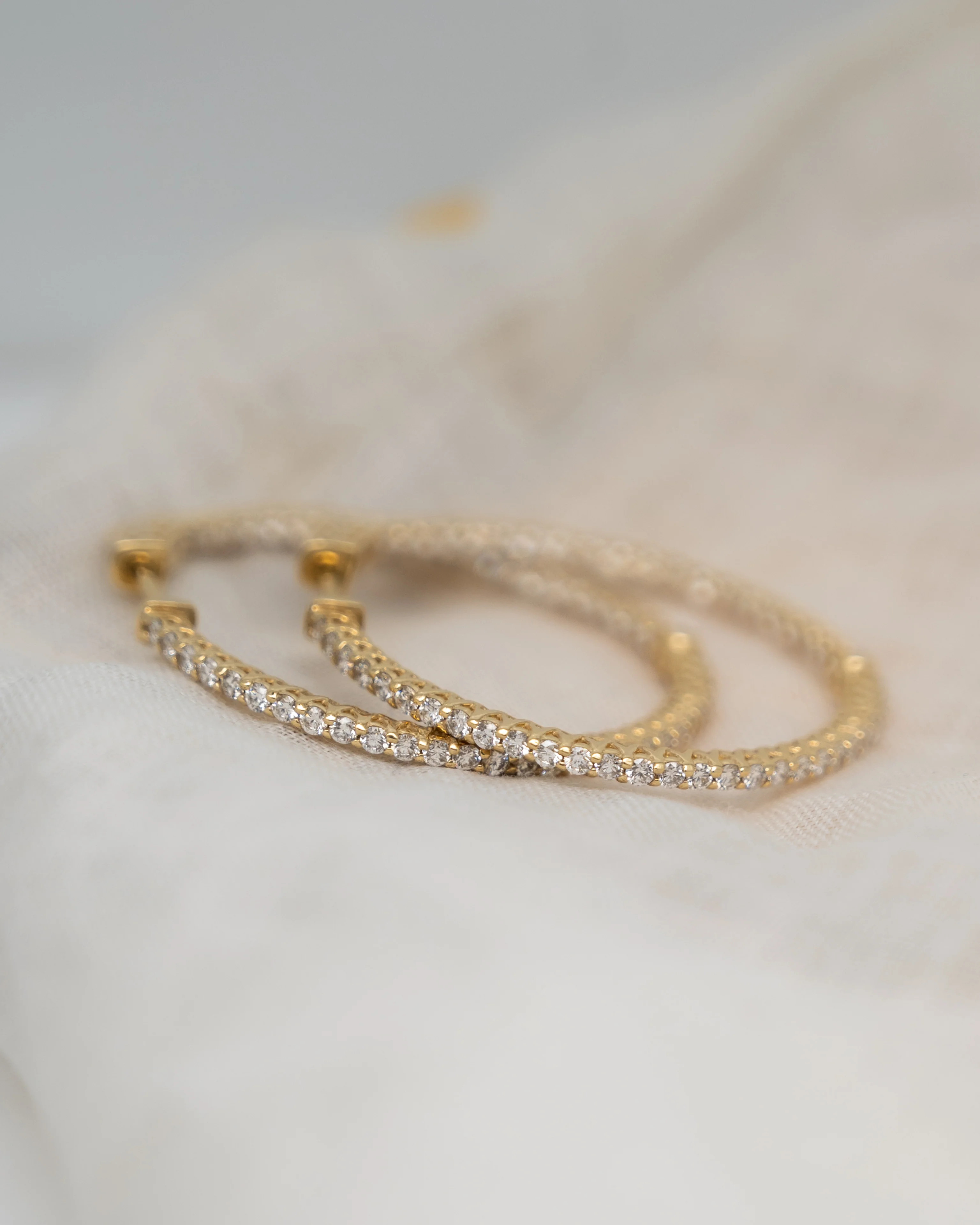 1.80 Inside-Out Diamond Hoop Earrings in 14k - Image 4