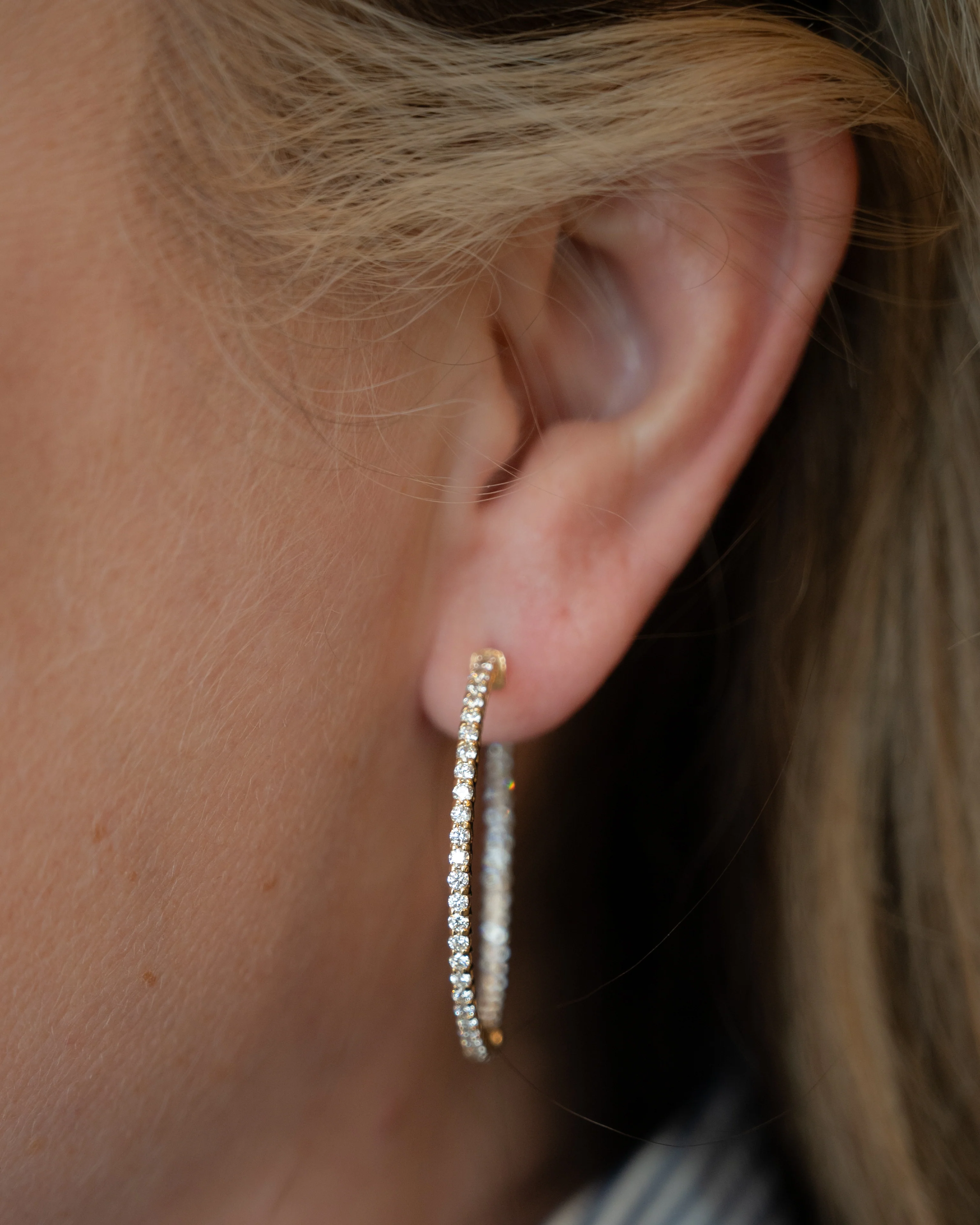 1.80 Inside-Out Diamond Hoop Earrings in 14k - Image 5