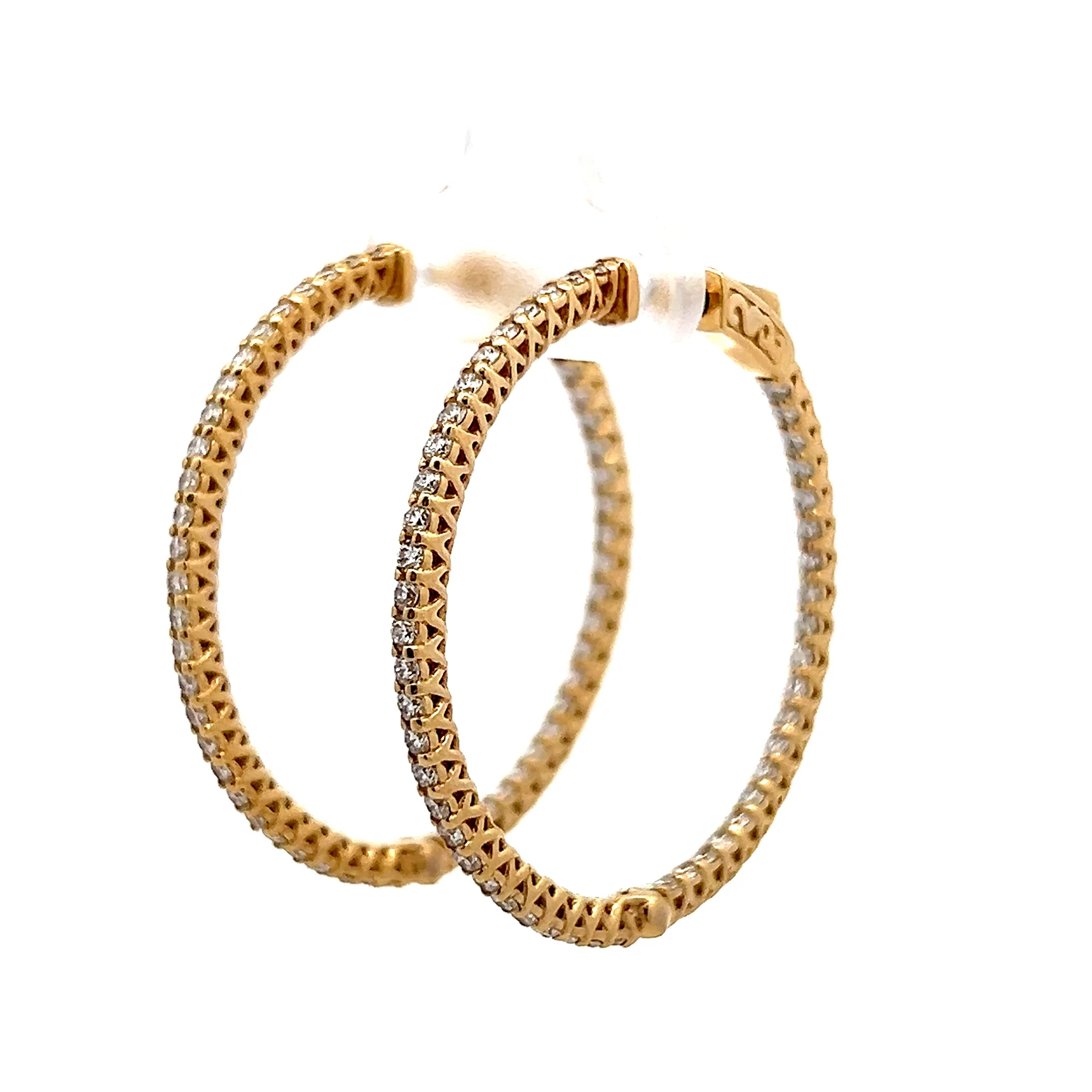 1.80 Inside-Out Diamond Hoop Earrings in 14k Yellow Gold - Image 2