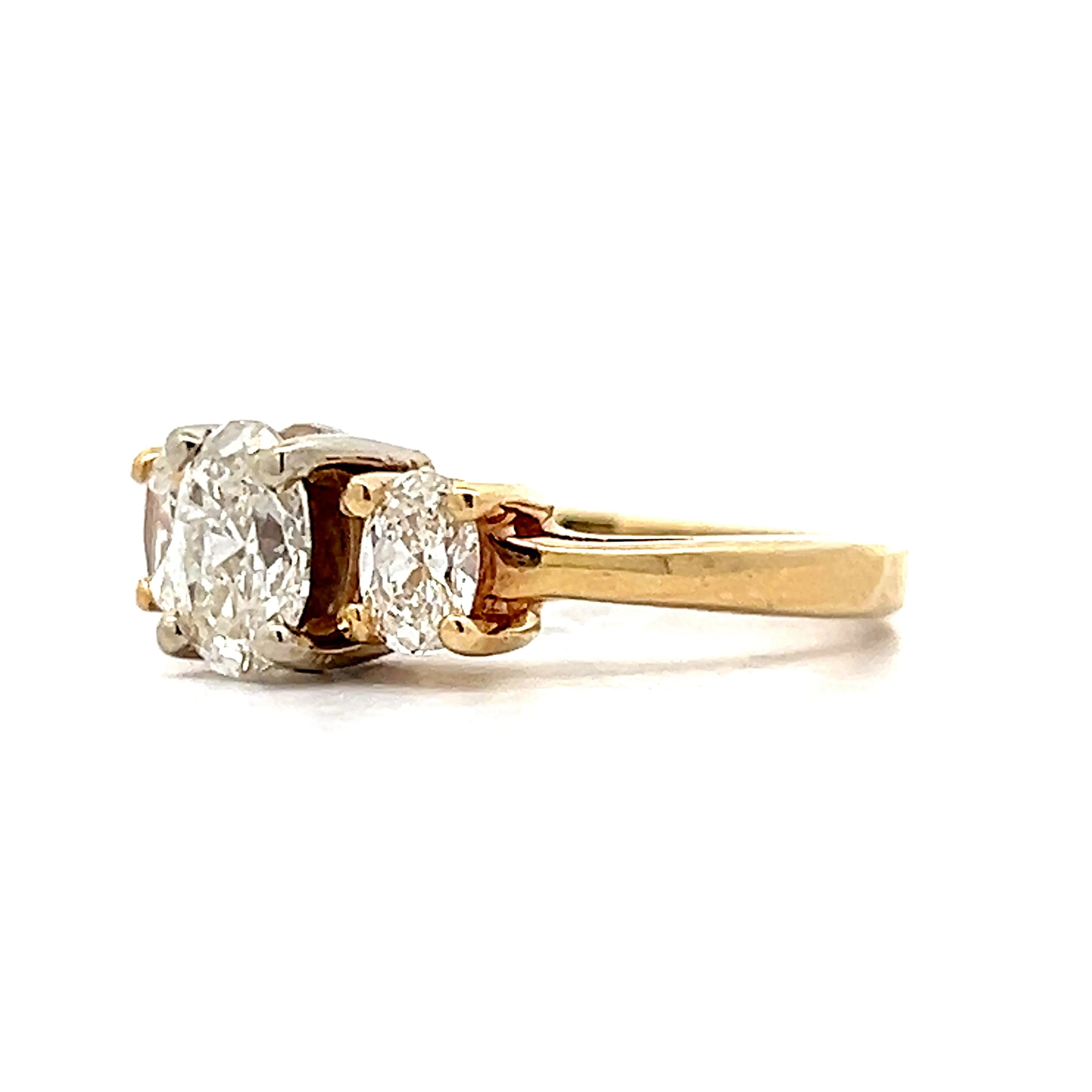 1.80 Oval Diamond Three Stone Engagement Ring in 14k - Image 2