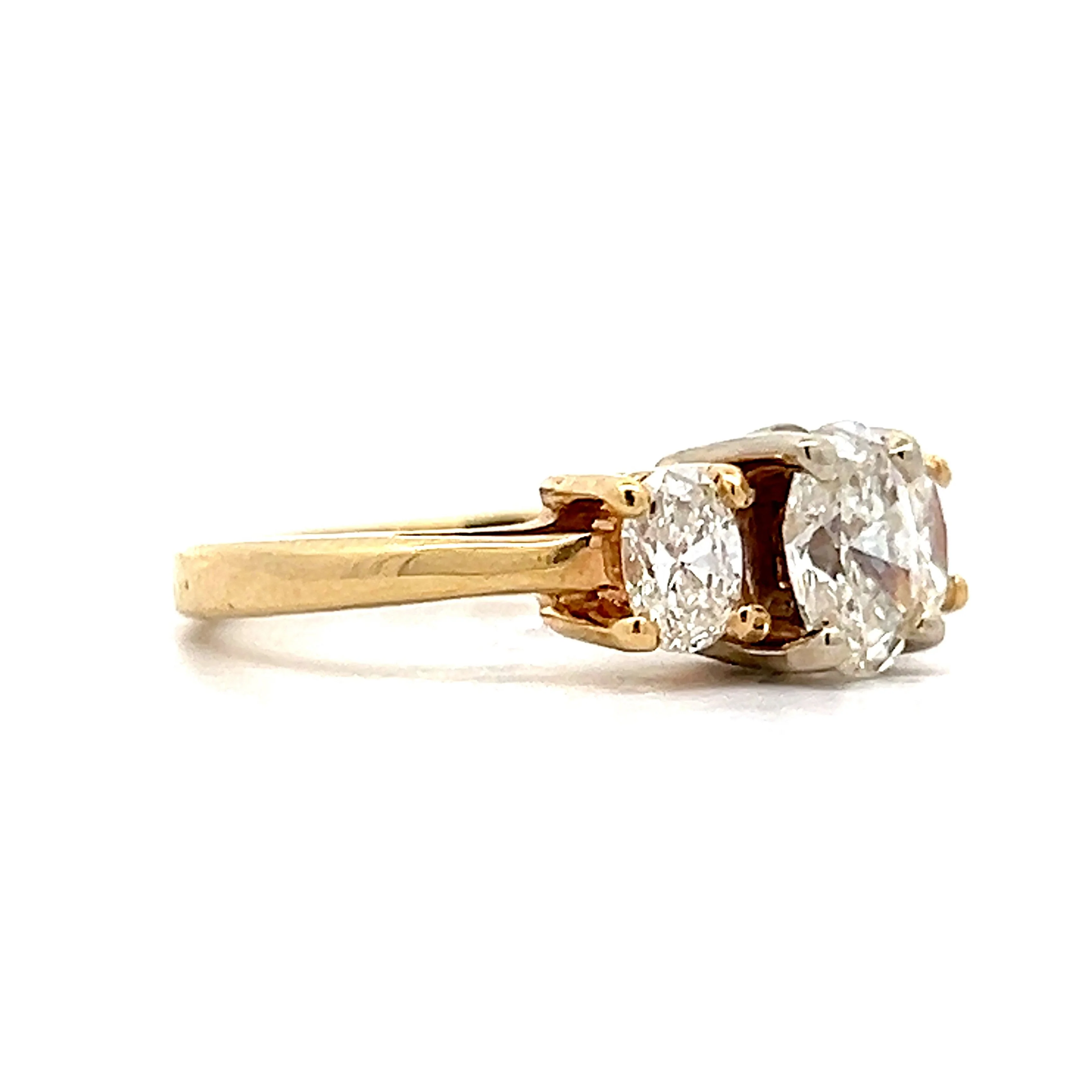 1.80 Oval Diamond Three Stone Engagement Ring in 14k - Image 3