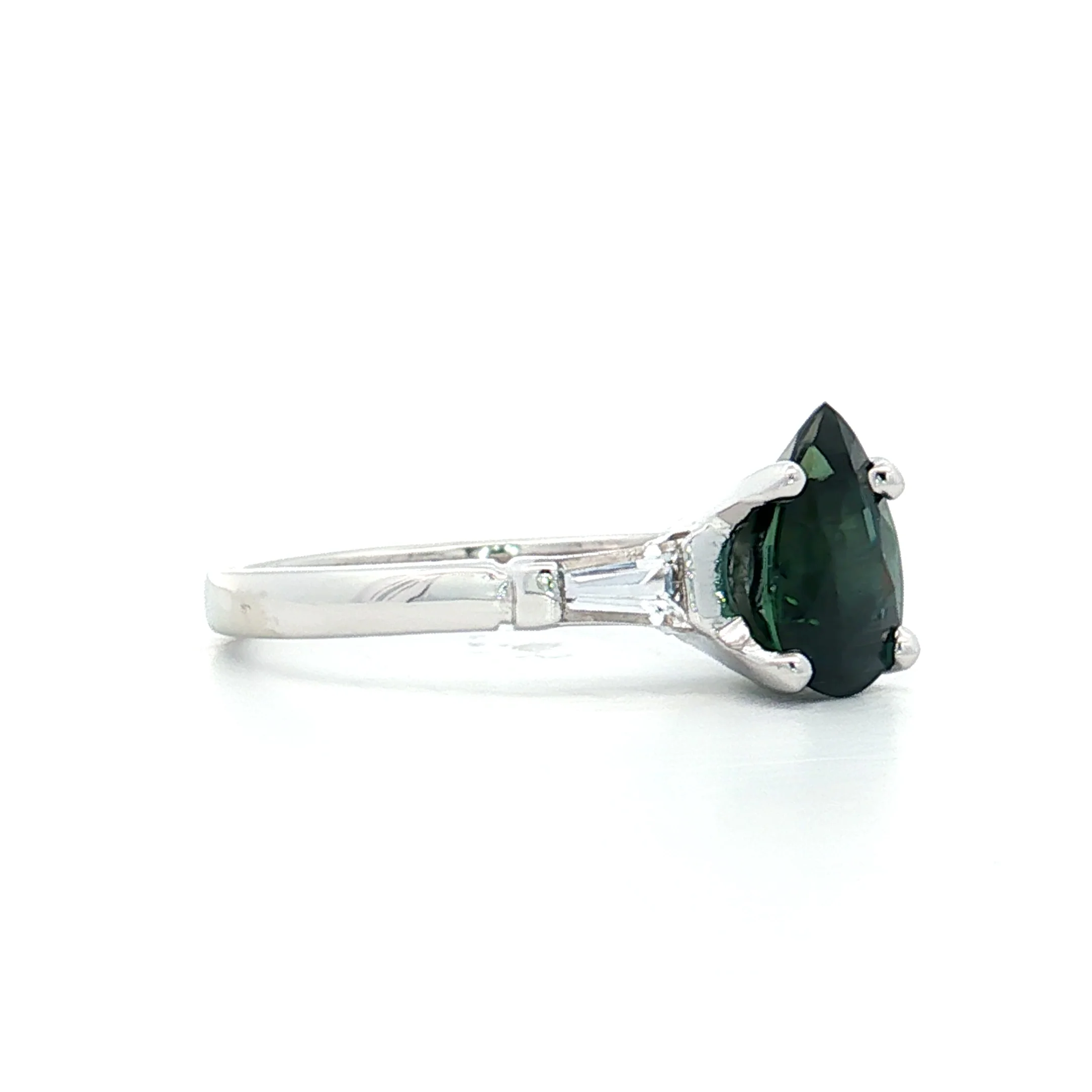 1.80 Pear Cut Teal Sapphire Engagement Ring 14k - Image 3