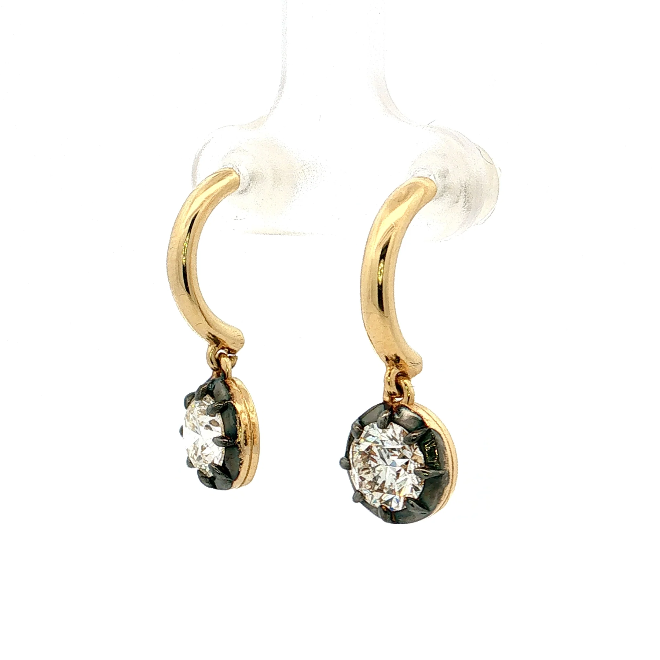 1.80 Round Diamond Drop Earrings 18k Yellow Gold - Image 2