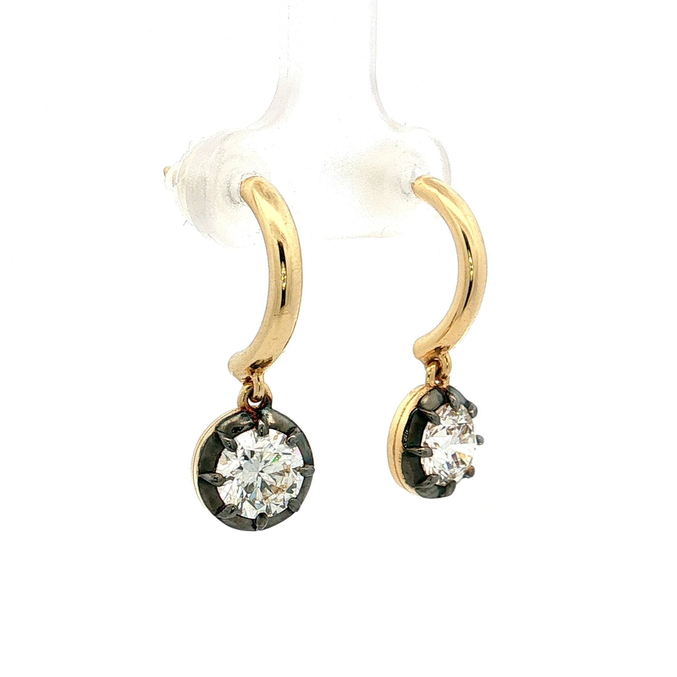 1.80 Round Diamond Drop Earrings 18k Yellow Gold - Image 3