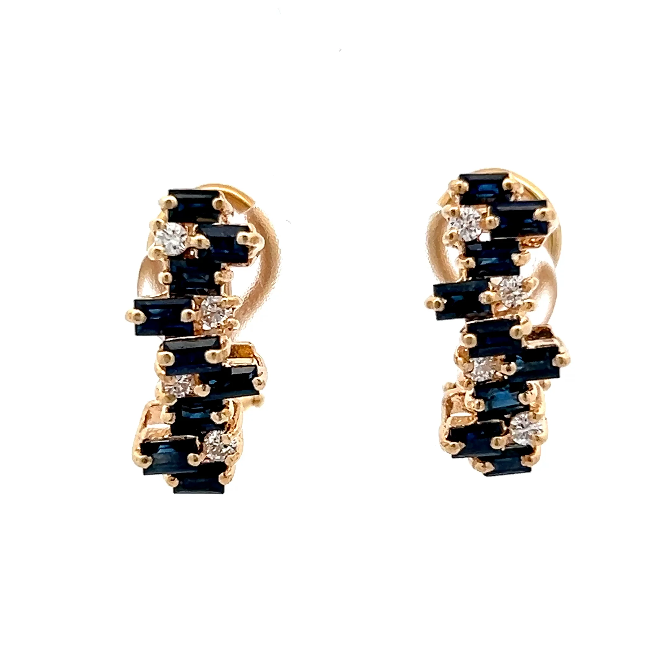 1.80 Sapphire & Diamond Stud Earrings in 14k Yellow Gold