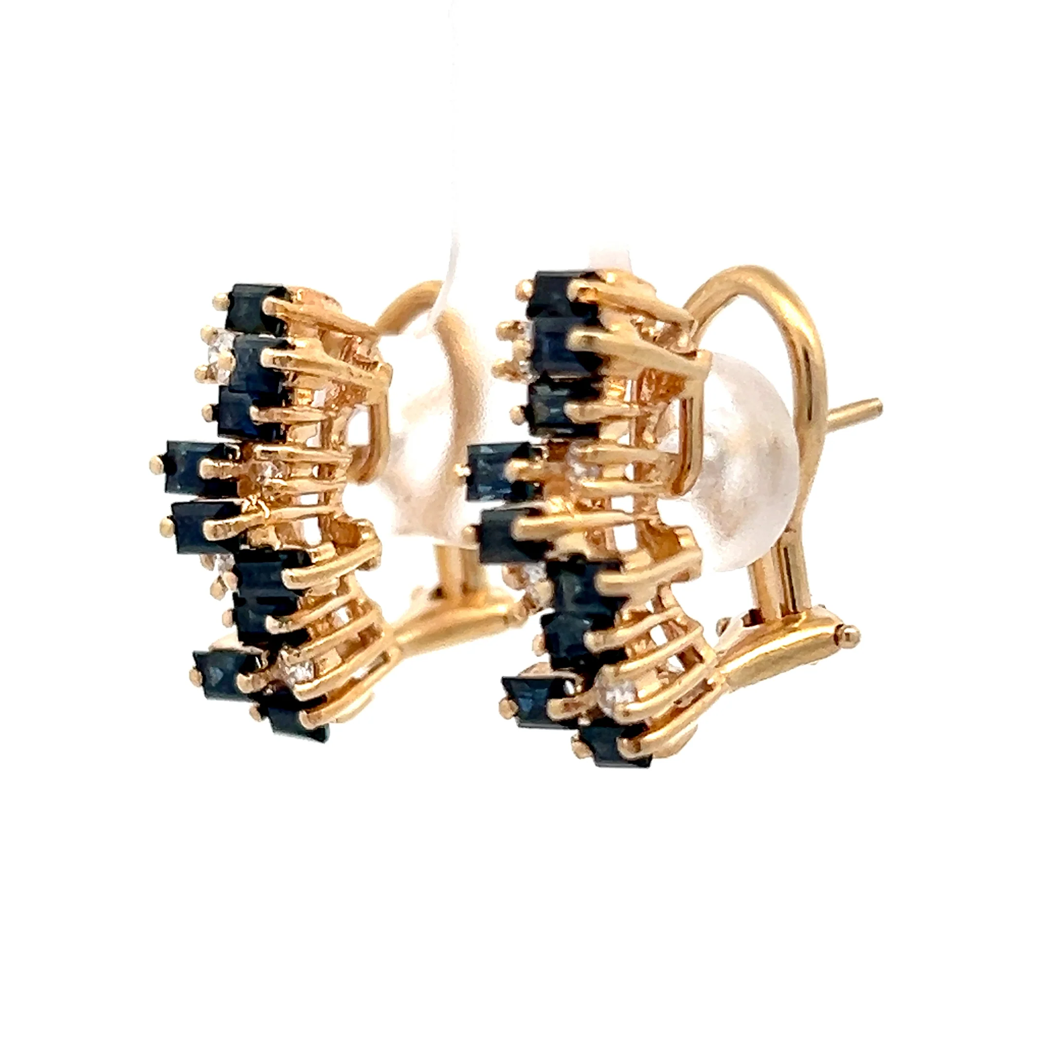 1.80 Sapphire & Diamond Stud Earrings in 14k Yellow Gold - Image 2