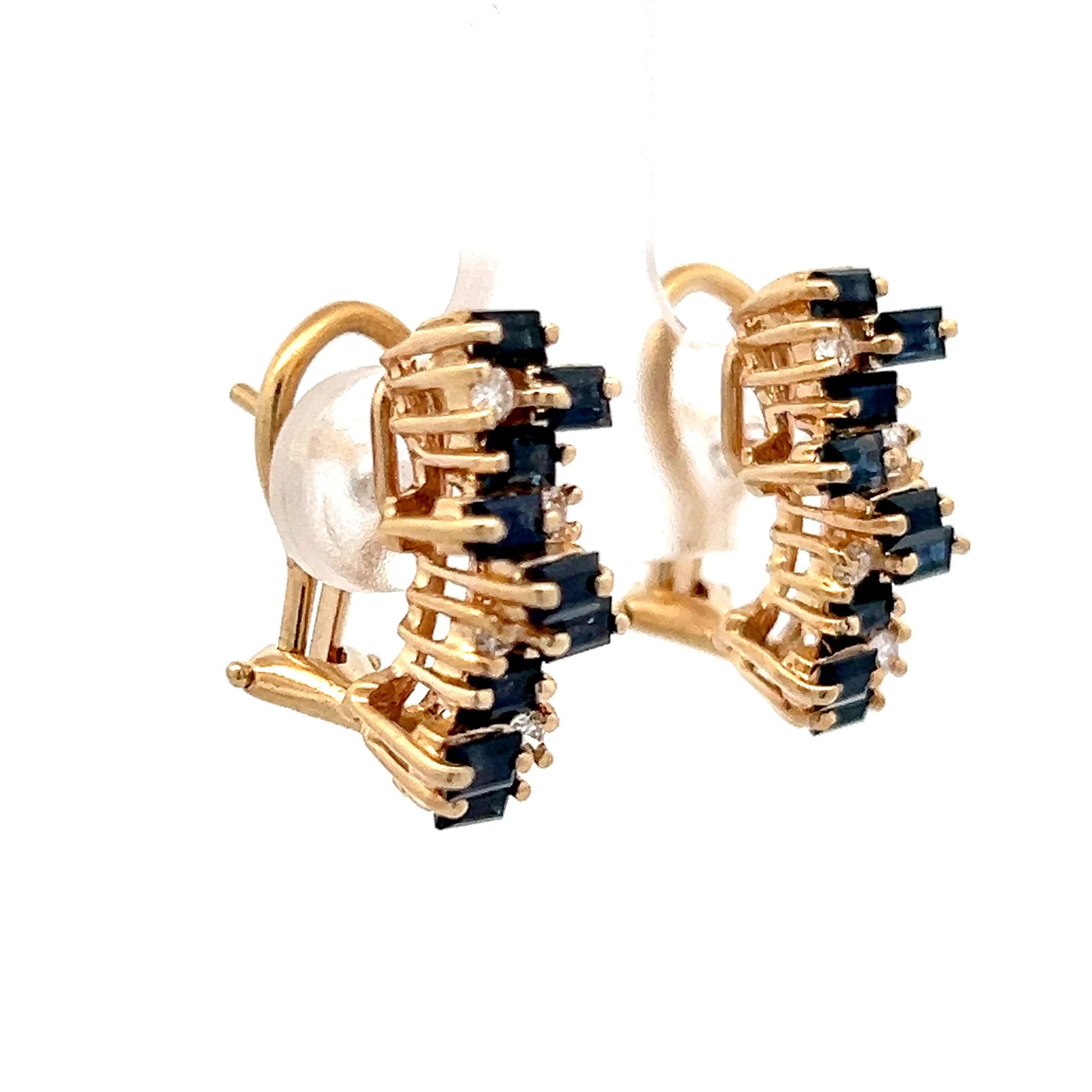 1.80 Sapphire & Diamond Stud Earrings in 14k Yellow Gold - Image 3